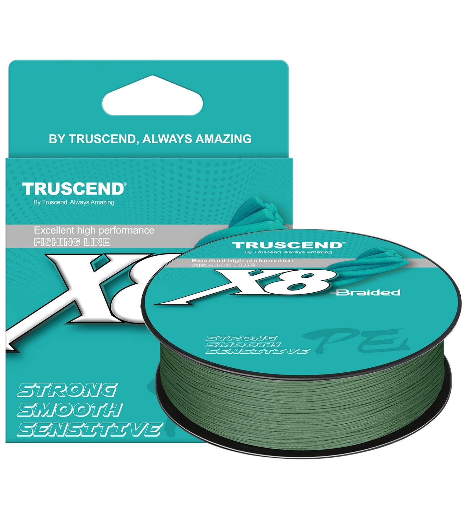 TRUSCEND X8 Pro Grade Braided Fishing Line 20lb 0.16mm 328yds Moss - Ultra Thin, More Powerful, Sensitive, and Abrasion Resistant - Buy Online on SooperMarket.com