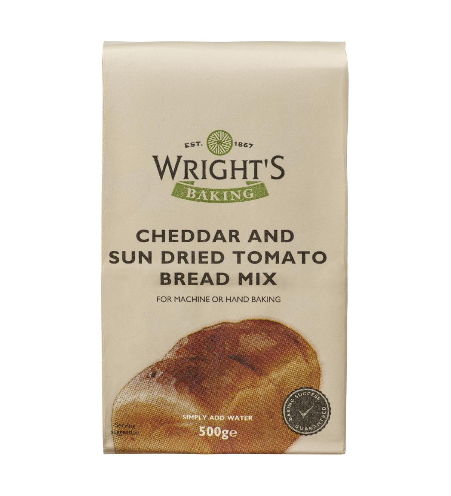 Wright's | Cheddar & Sundried Tomato Bread Mix 5X500g | includes Cheddar cheese with Mediterranean sundried tomatoes onions herbs and garlic |For machine or hand baking | Suitable for vegetarians - Buy Online on SooperMarket.com