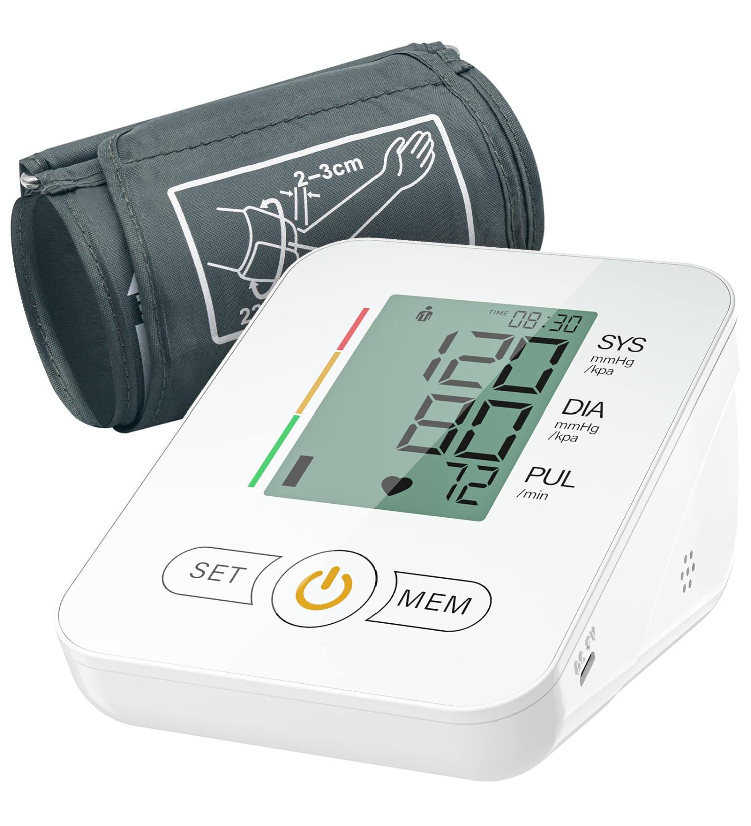 Upper Arm Blood Pressure Monitor with Extra Large Cuff - LCD Screen, Automatic Digital BP Machine for Home and Travel Use (Off-White) - Buy Online on SooperMarket.com