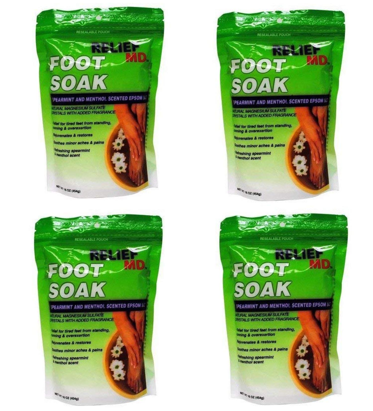 Relief MD Foot Soak Spearmint and Menthol Epsom Salt Pack of 4