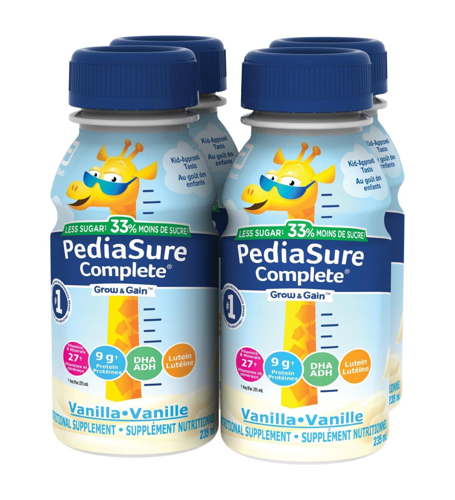 PediaSure Complete Reduced Sugar 33% Less Sugar Nutritional Supplement 4 X 235 ml Vanilla 940 ml Vanilla 235 ml (Pack of 4) - Buy Online on SooperMarket.com