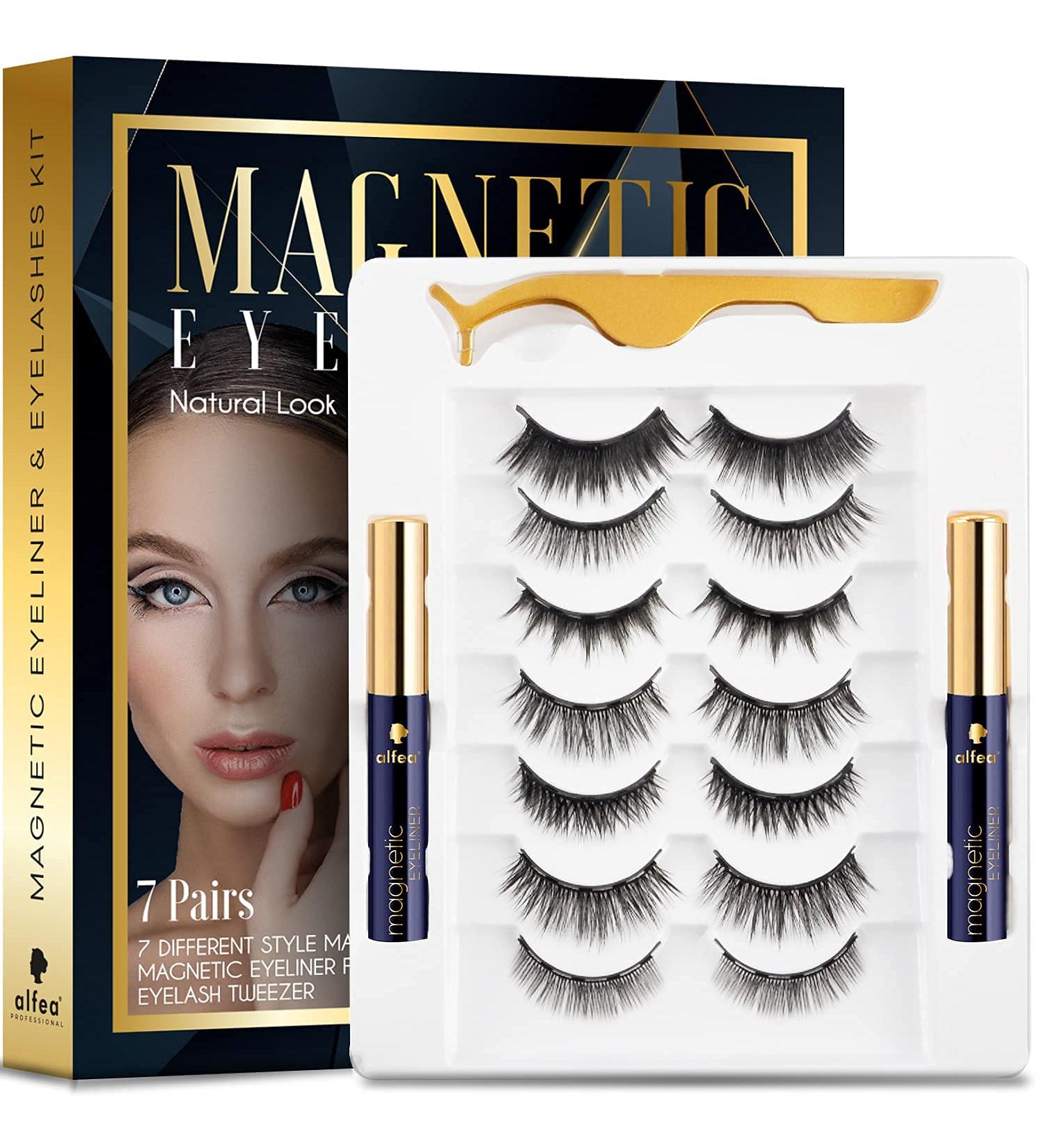 DUXEC Magnetic Eyelashes with Eyeliner Kit - 7 Reusable 3D Natural Look Pairs | Waterproof, Easy to Wear, No Glue Needed | Includes Tweezers (Pack of 1) - Buy Online on SooperMarket.com