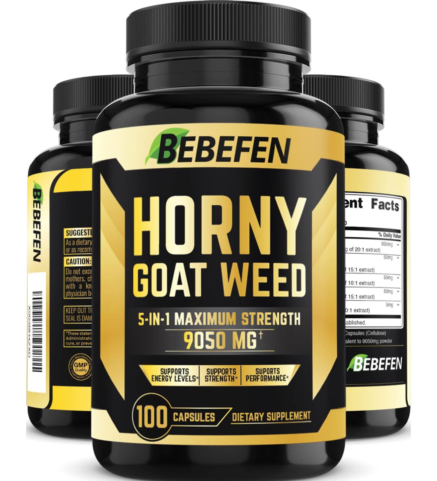 Horny Goat Weed Capsules 9050mg with Maca, Tribulus Terrestris, Tongkat Ali - Energy & Strength Support - 100 Capsules - Buy Online on SooperMarket.com