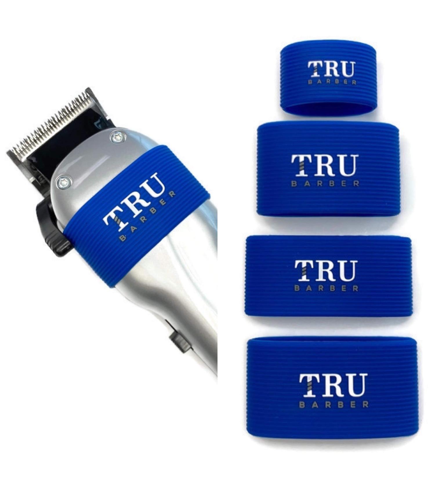 TRU BARBER Clipper Bands 4 PCS Clipper Sleeve for Barbers Clipper Sleeve for Barber Tools Non Slip Heat Resistant (Blue)