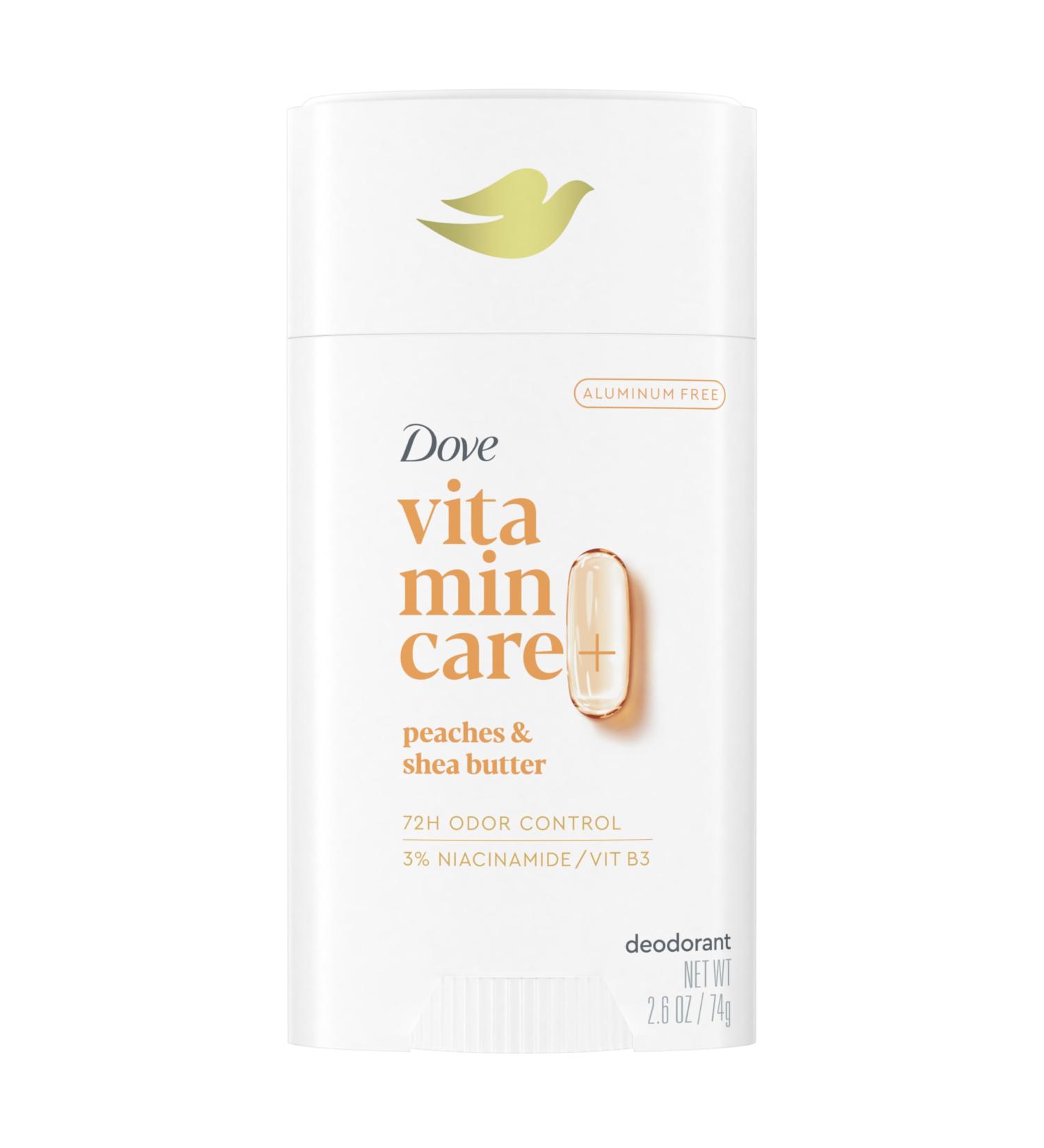 Dove VitaminCare+ Aluminum Free Deodorant Stick for 72H Odor Protection Peaches & Shea Butter Breathable Deodorant for Women 2.6 oz Peaches + Shea Butter 2.6 Ounce (Pack of 1) - Buy Online on SooperMarket.com