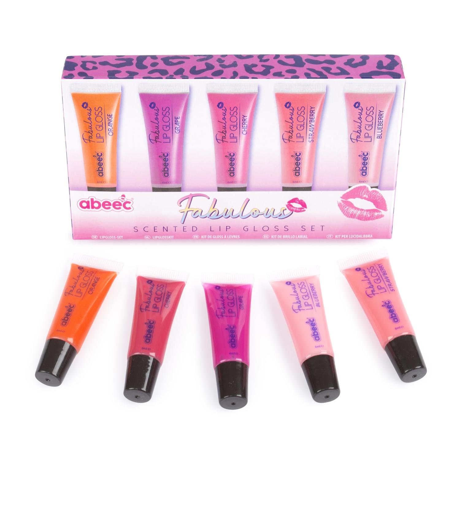 abeec Scented Lip Gloss Set 5 x Lip Gloss Pack - Strawberry Blueberry Cherry Orange And Grape Kids Makeup Sets For Girls Kids Lip Gloss Sets For Girls - Buy Online on SooperMarket.com