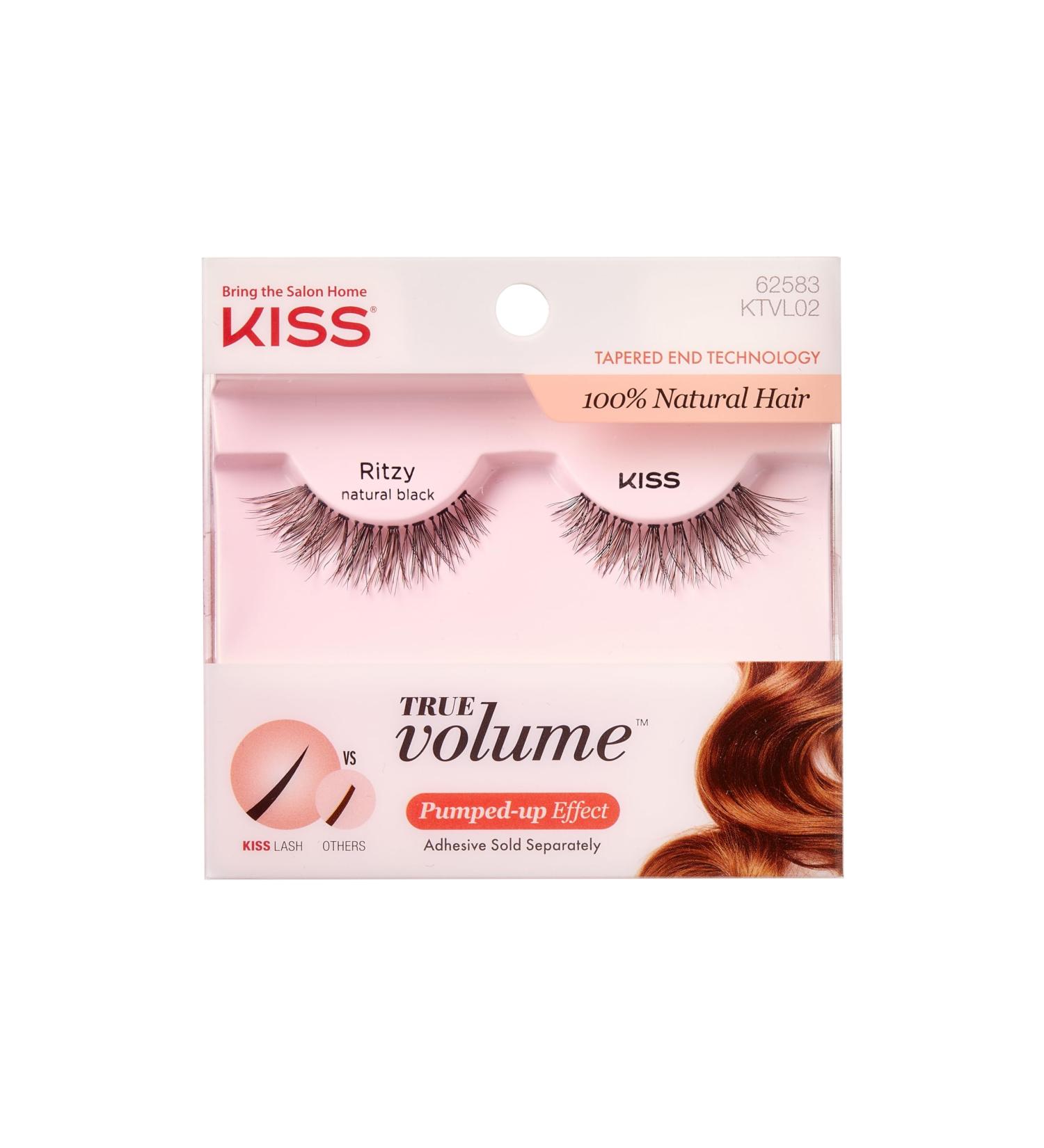 KISS True Volume False Eyelashes - Ritzy 14mm 100% Natural Hair Tapered End Contact Lens Friendly Easy Application Reusable Strip Lashes - Buy Online on SooperMarket.com
