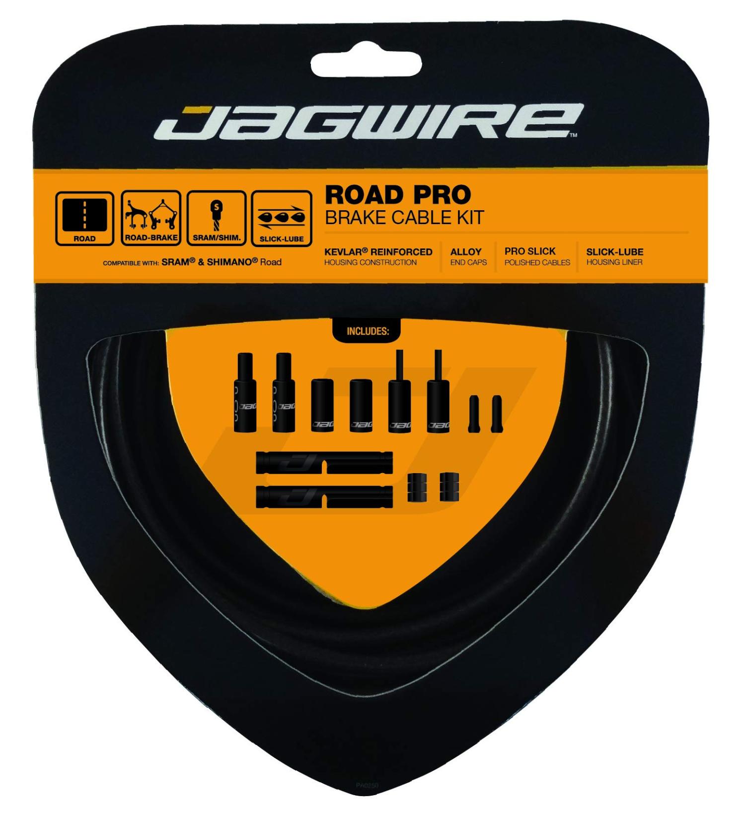 Jagwire Road Pro Brake DIY Cable Kit | Polished Stainless Steel Cables | SRAM/Shimano Compatible | 10 Color Options | Stealth Black - Buy Online on SooperMarket.com