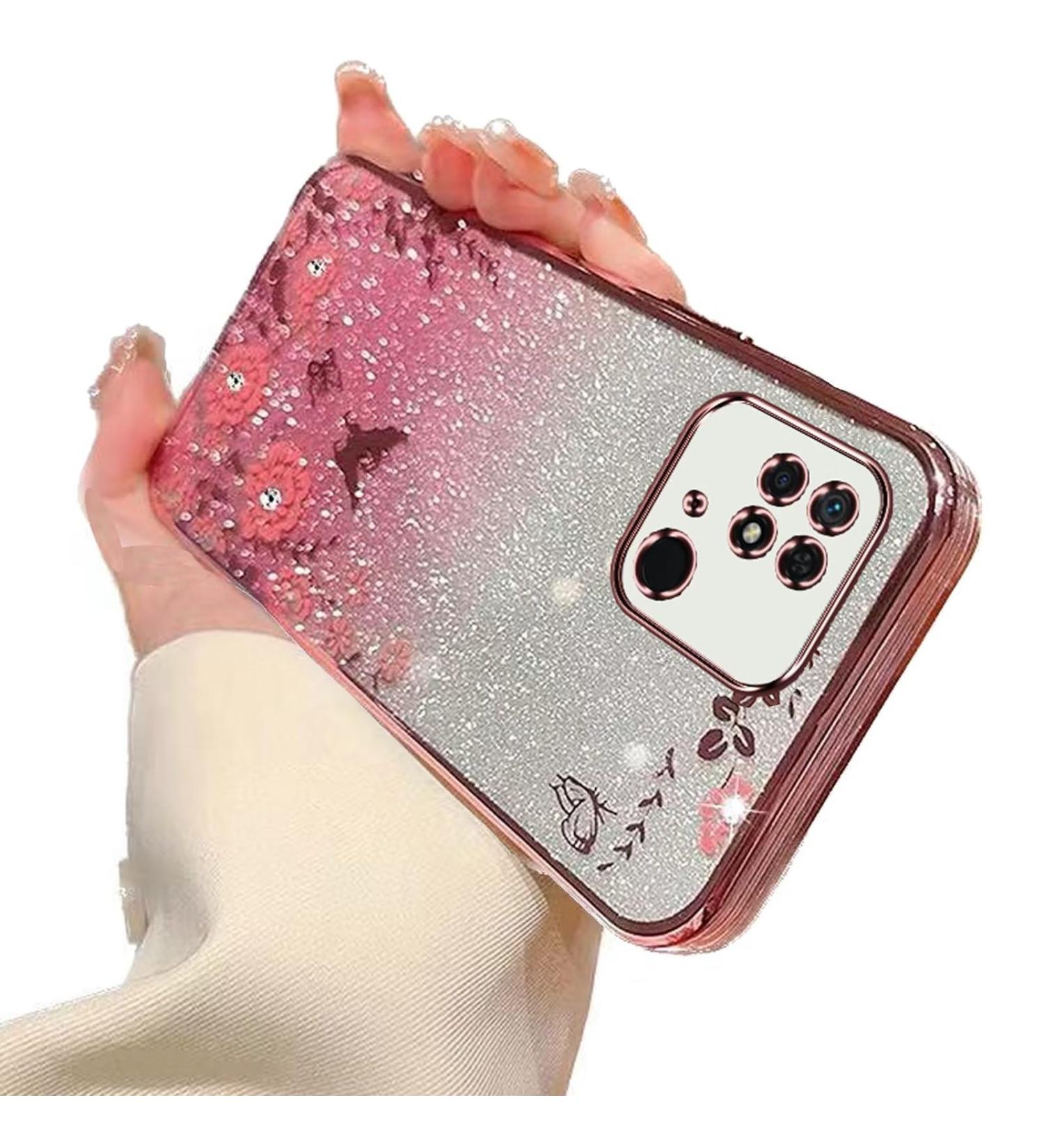 Tivenfezk Nadoli Glitter Diamond Case for Xiaomi Redmi 10C - Sparkle Flower Butterfly Soft Silicone Shell Cover - Buy Online on SooperMarket.com