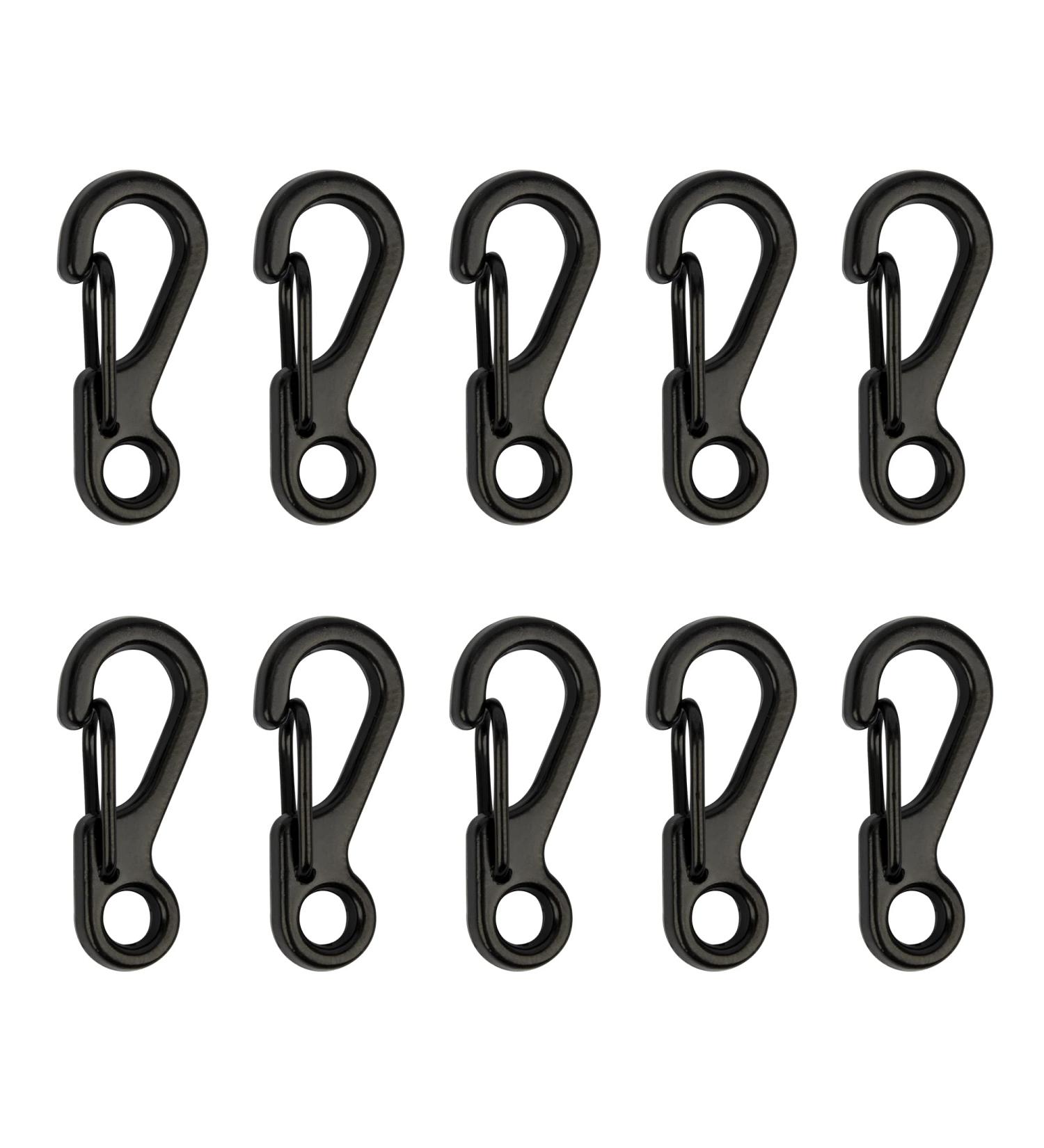 Temlum 2.5 cm Mini Carabiner Set - Aluminum Key Rings for Camping Travel & Hiking | 10 Black Hooks - Buy Online on SooperMarket.com