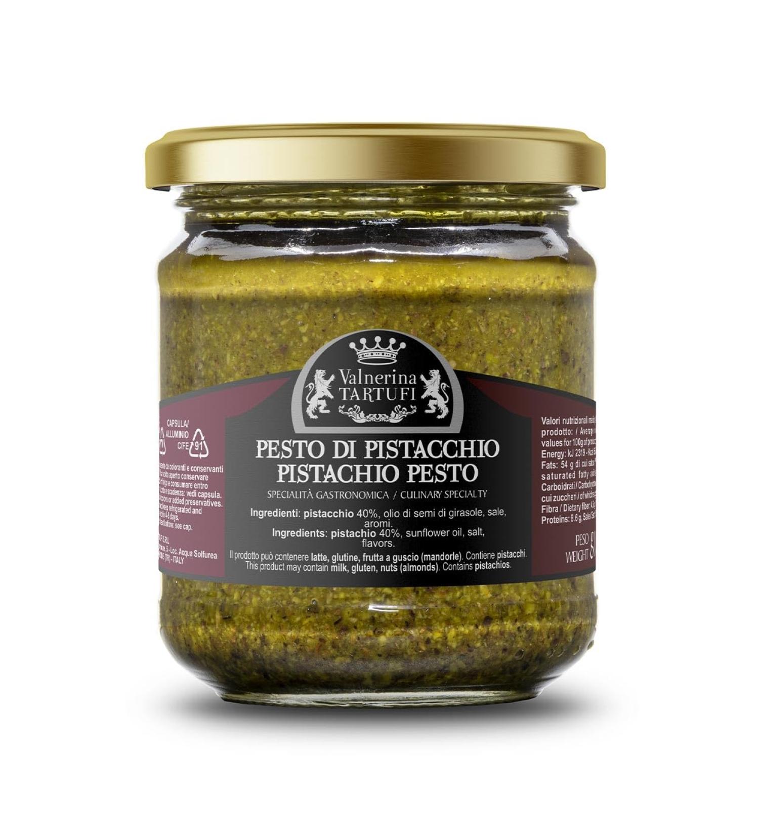 Valnerina Tartufi Pistachio Pesto 180g Jar - Gourmet Bruschette and Pasta Starter Sauce - Buy Online on SooperMarket.com