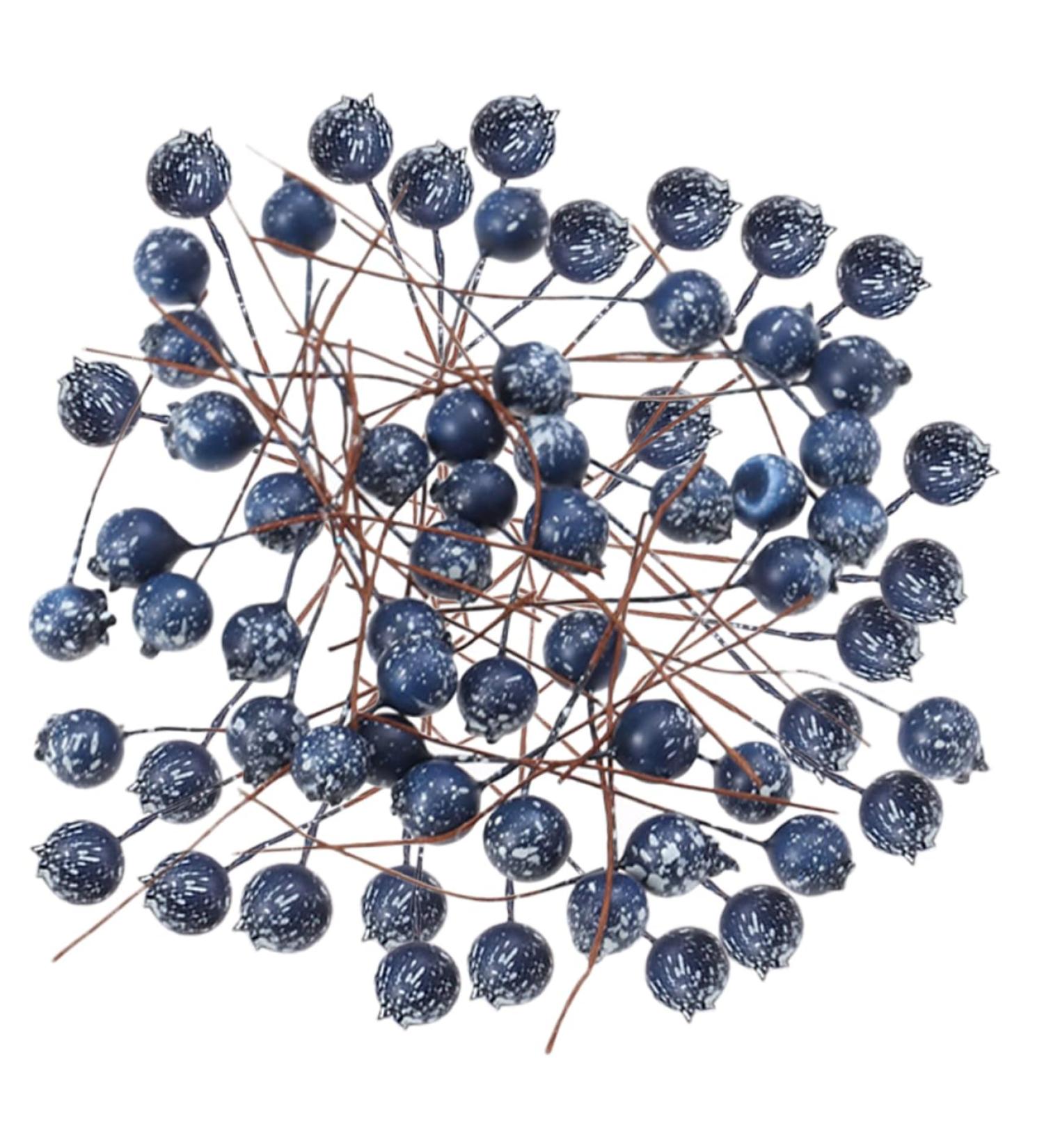 HOMSFOU 100pcs Simulation Blueberry Decoration Artificial Plants Flowers Artificial Berry Stem Embellishments for Crafting Fake Berry with Stem Fake Berry Twig Foam Christmas Small Fruit - Buy Online on SooperMarket.com