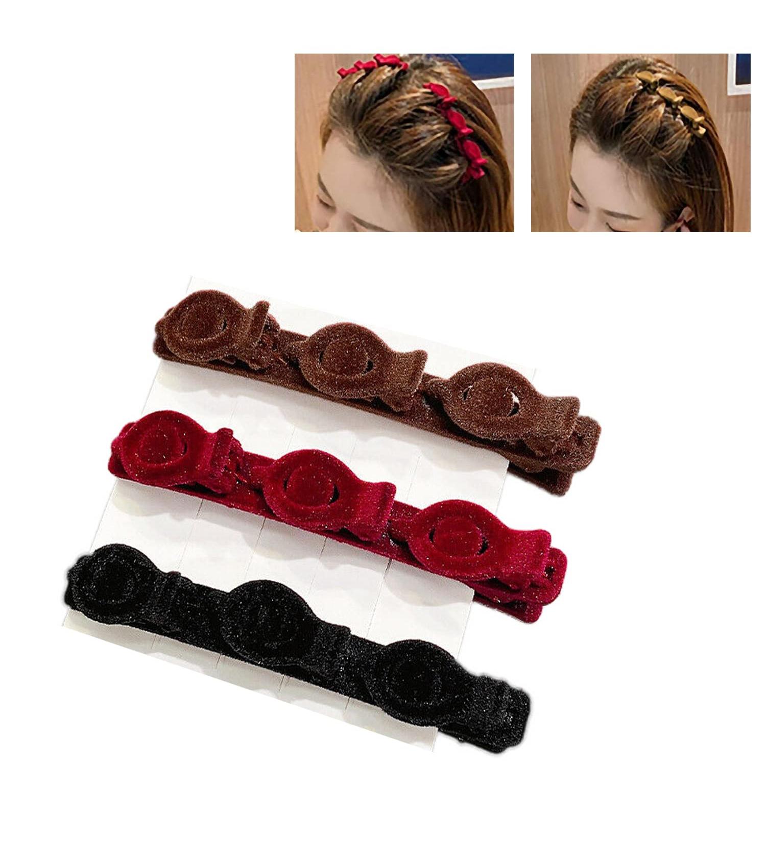 Kolarmo Retro Double-Layered Braided Hair Clips - 3 Pack Hollow Hair Bands for Women & Girls | International Shipping - Buy Online on SooperMarket.com