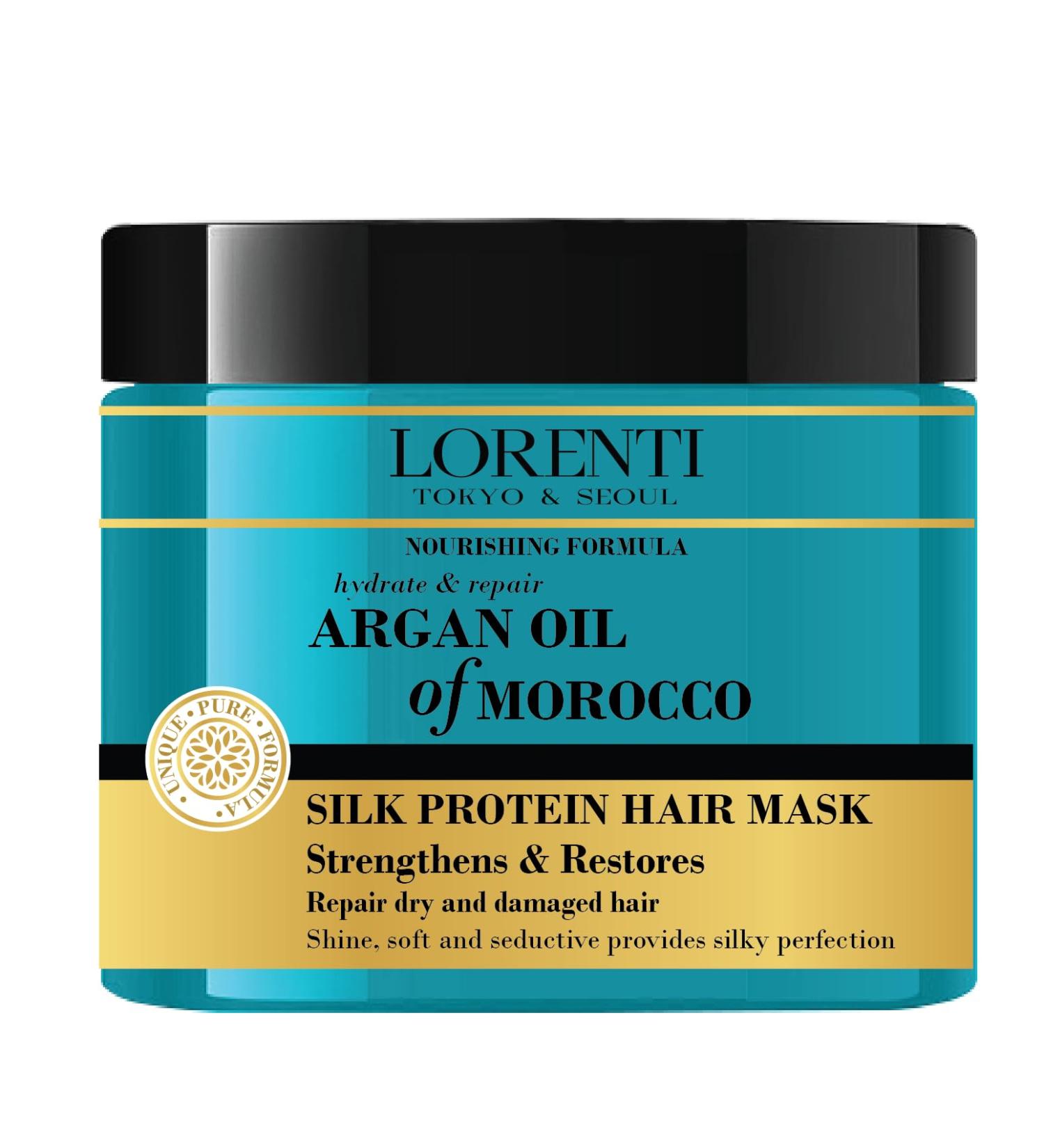 Lorenti Deep Conditioning Hair Mask 500 ml | For Dry Damaged Dense & Frizzed Hair | Contains Vitamin B7 & Proteins to Balance & Moisturize Hair | 16.9 Fl Oz (Argan Oil) - Buy Online on SooperMarket.com