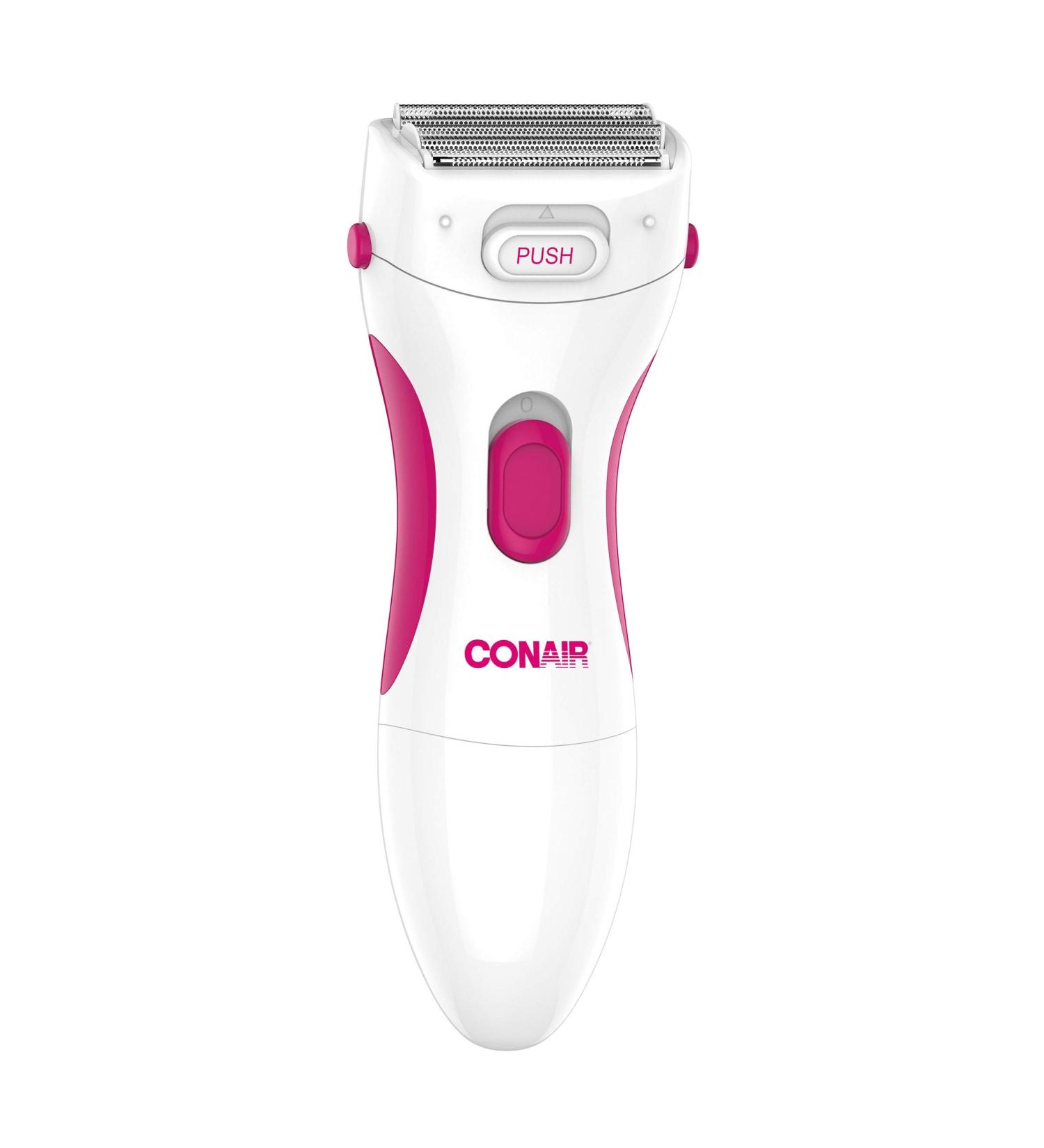 Conair Cordless Electric Dual Foil Shaver & Trimmer for Women - Body and Facial Hair Removal for Face, Ear/Nose, Eyebrows, Legs, and Bikini Lines - White/Pink - Buy Online on SooperMarket.com