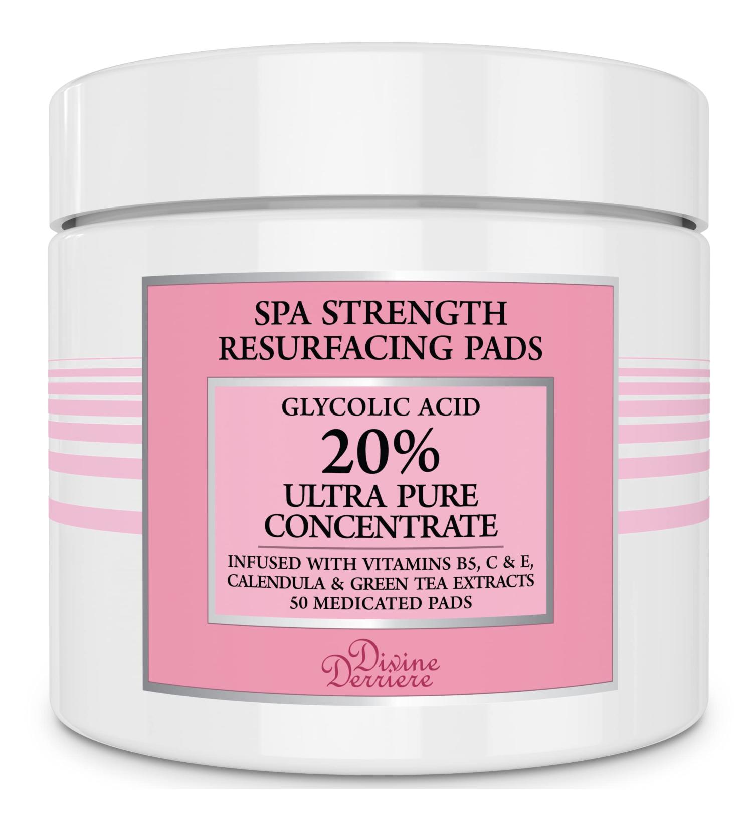 Glycolic Acid 20% Resurfacing Pads with Vitamins B5, C & E - 50 Peel Pads for Smooth Skin, Reduce Wrinkles - Buy Online on SooperMarket.com