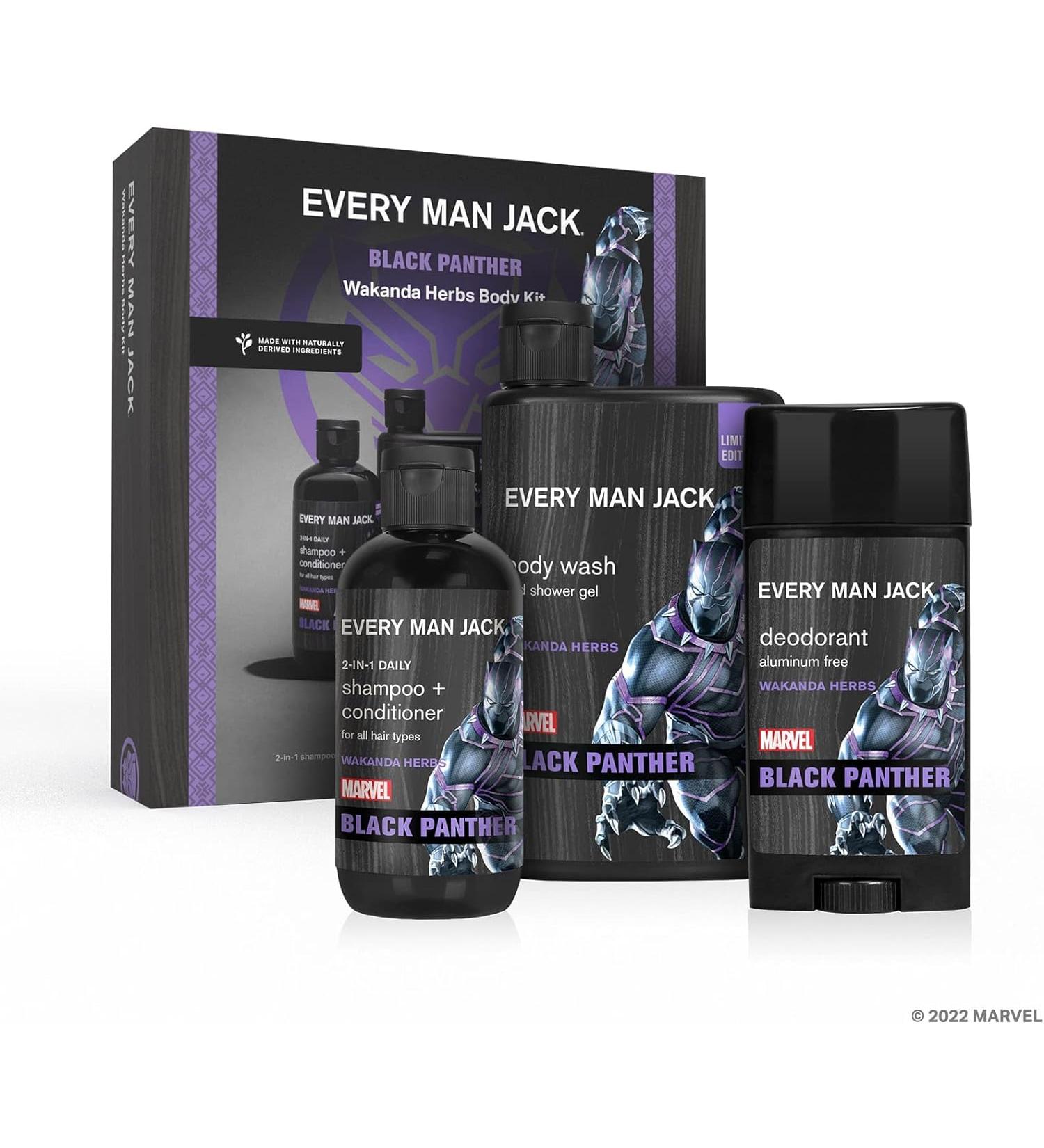 Every Man Jack Black Panther Bath and Body Gift Set for Men | Body Wash Shampoo & Deodorant | Clean Ingredients - Buy Online on SooperMarket.com