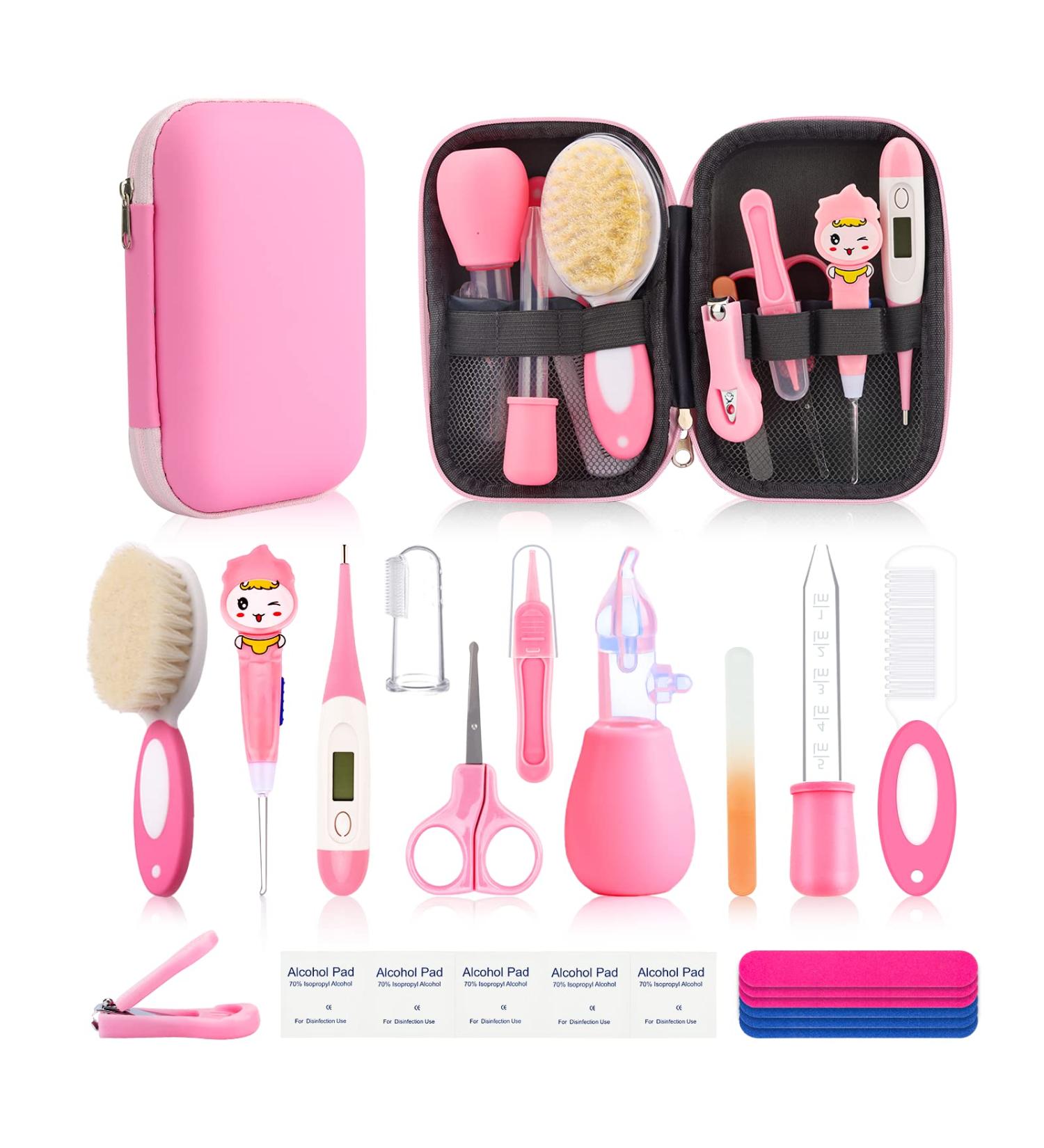Esonto Baby Healthcare and Grooming Kit  Baby Safety Set Newborn Nursery Health Care Set with Hair Brush Scale Measuring Spoon Nail Clippers Lighting Ear Cleaner (20pcs  Pink) Pink 20 in 1 - Buy Online on SooperMarket.com