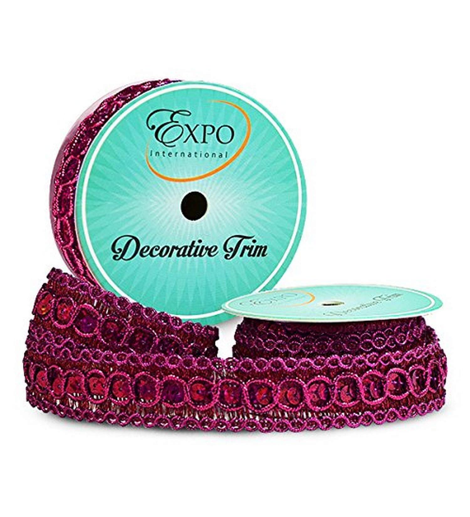 Expo InternationalTrish Sequin Metallic Braid Trim Spool | Fuchsia | (3 yard spool)