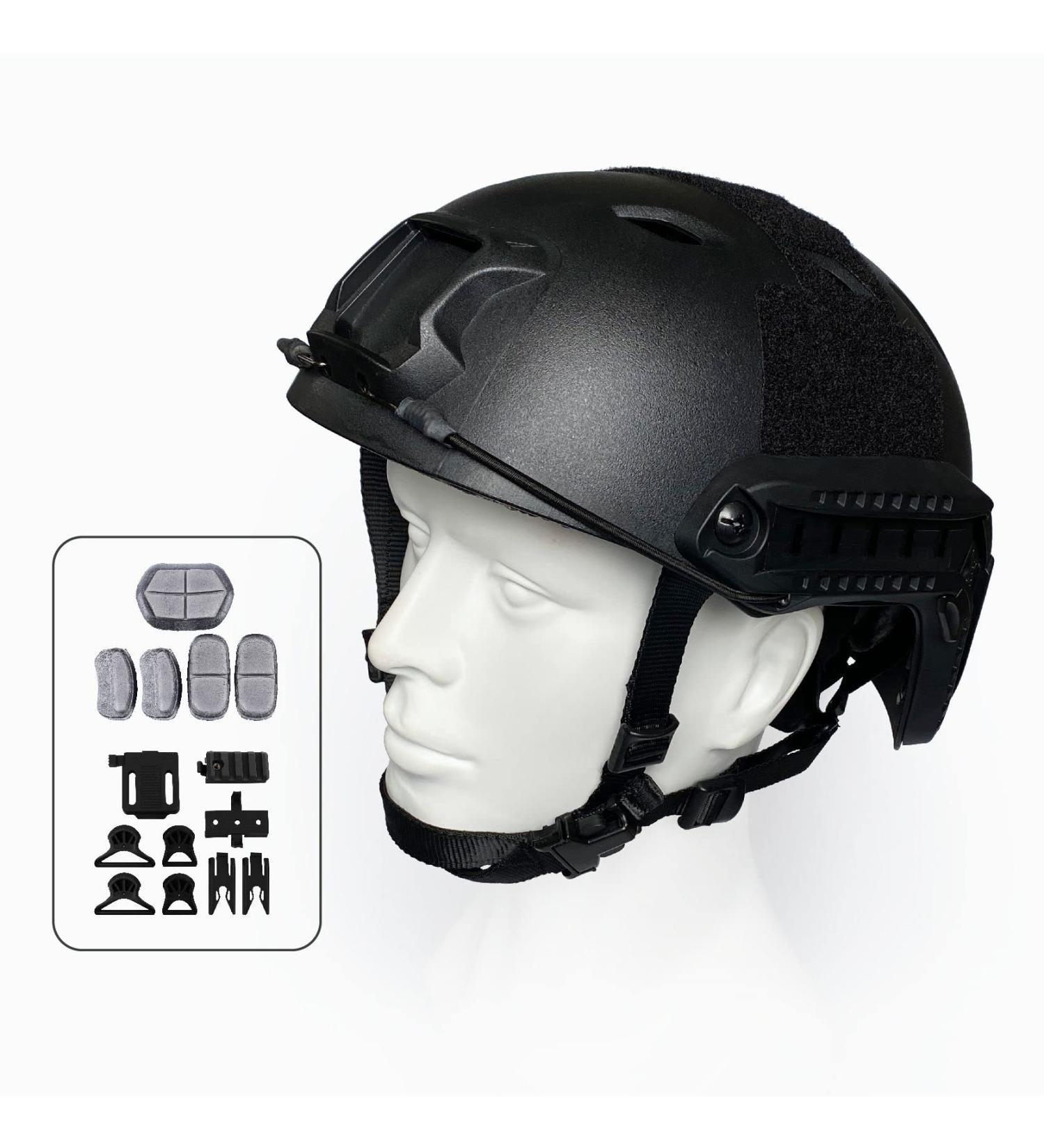 Fousam Tactical Helmet Airsoft Fast BJ/PJ/MH Military - Adjustable 15 in 1 Headwear for Paintball CS War Games - Outdoor Sports Helmet (BJ-Black) - Buy Online on SooperMarket.com