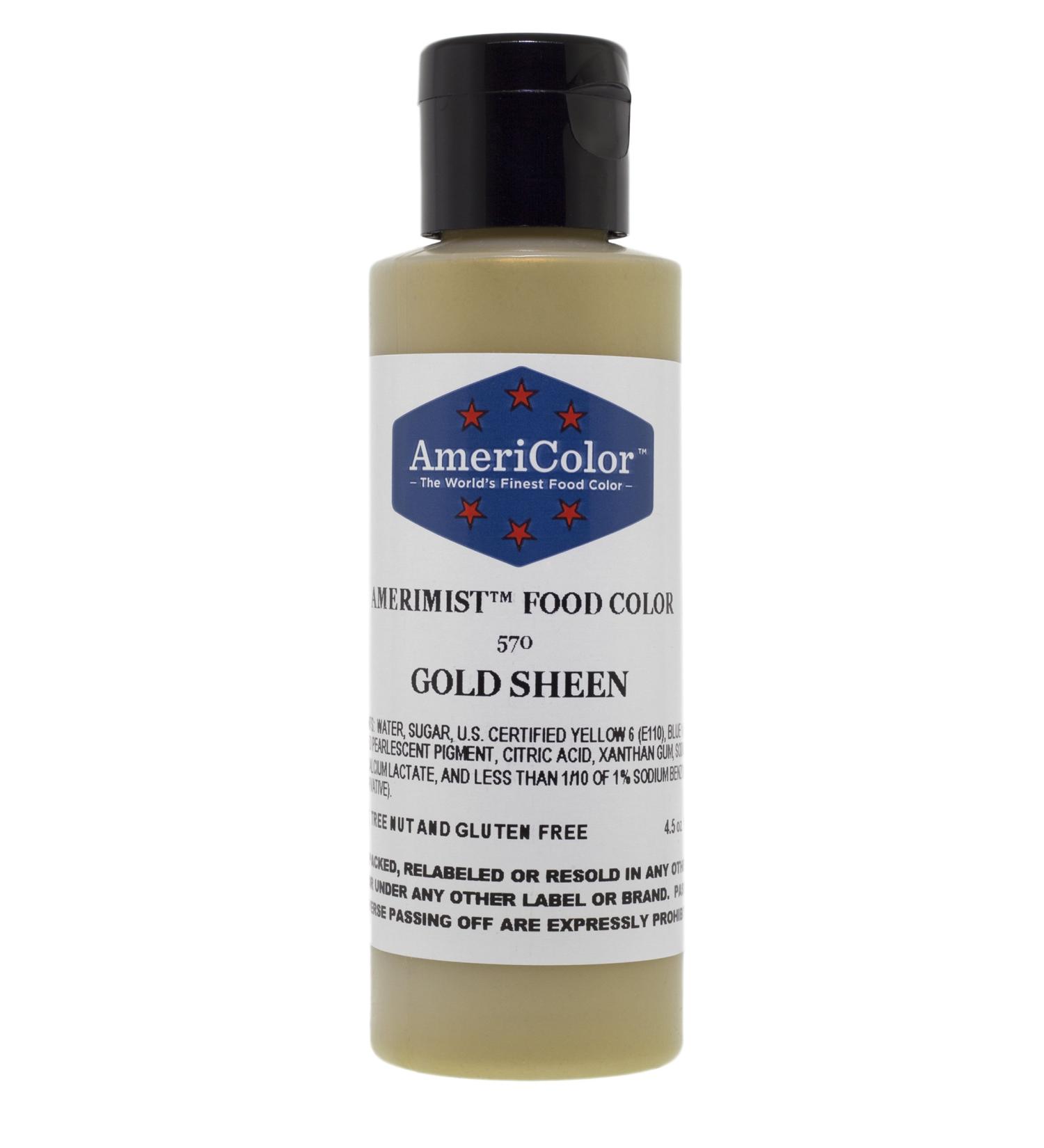 AmeriColor Amerimist Edible Paint and Airbrush Food Color, 4 1/2-Ounce, Gold Sheen 4.5 Ounce Gold Sheen