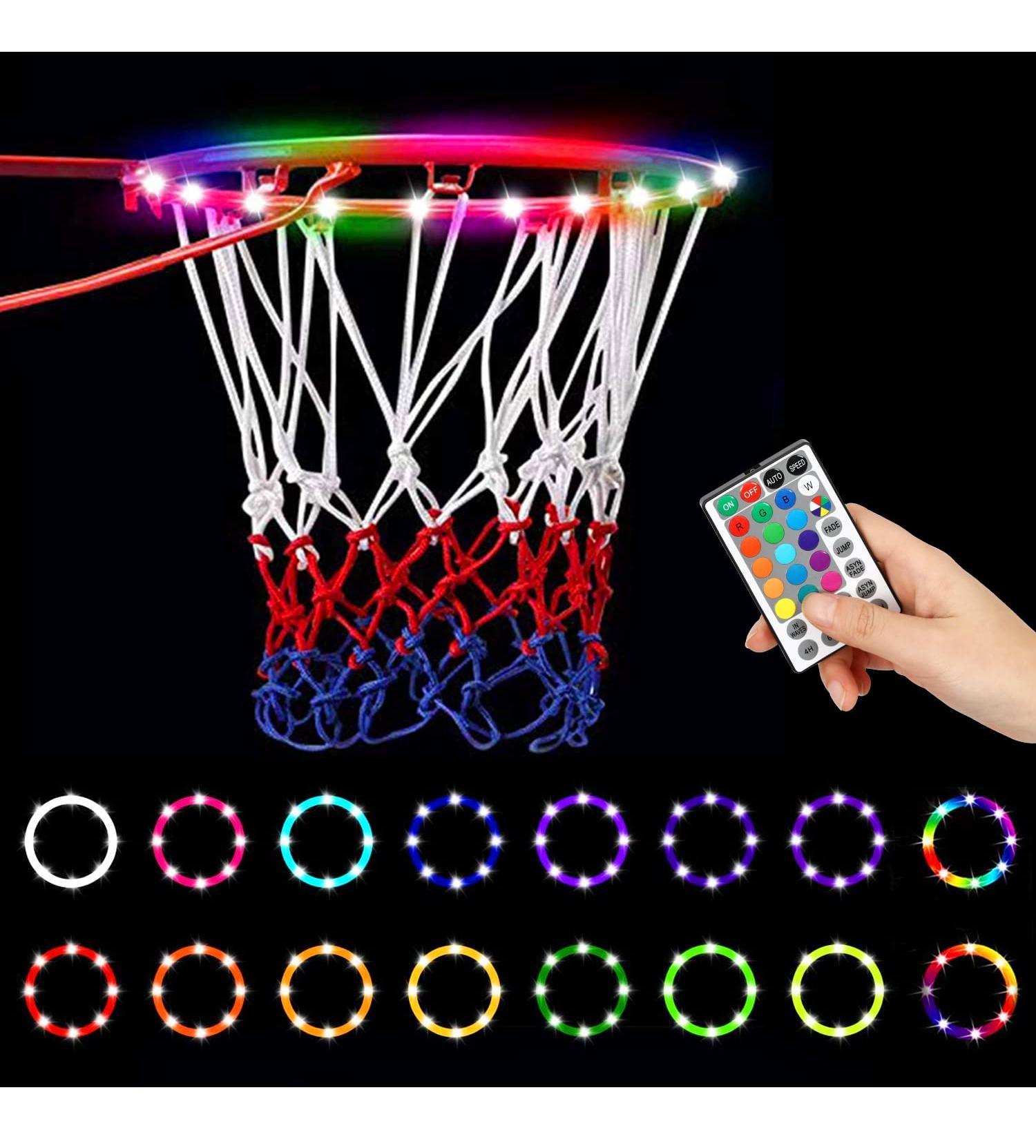Adjustable Remote LED Hoop Light for Basketball Rim - 16 Color Waterproof Super Bright Lights, Ideal for Kids Night Play and Training - Buy Online on SooperMarket.com