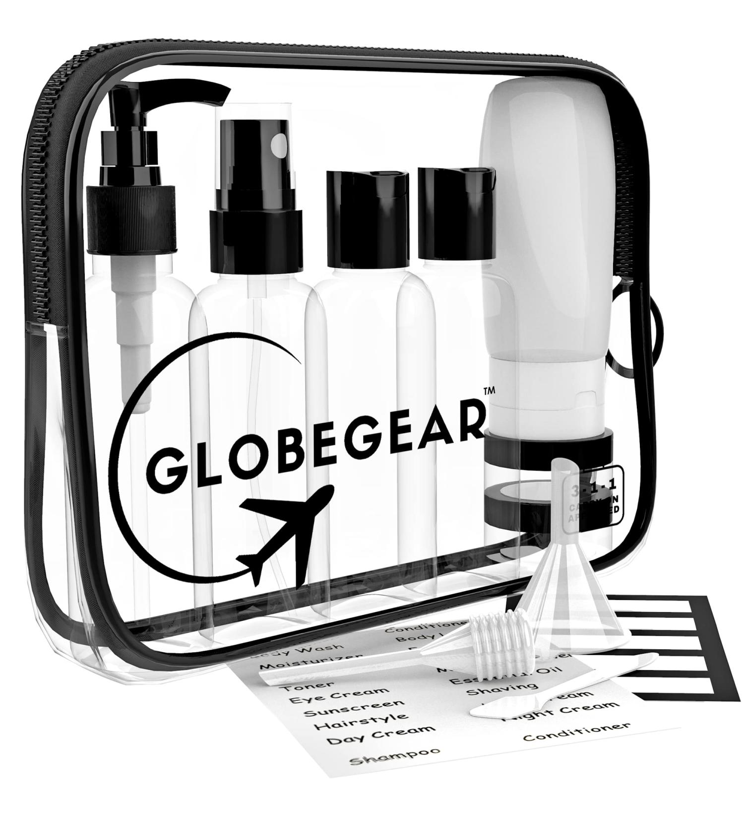 GLOBEGEAR Travel Bottles & TSA Approved Toiletry Bag Set (Model GG1) - Vacation & Airplane Travel Essentials - Buy Online on SooperMarket.com