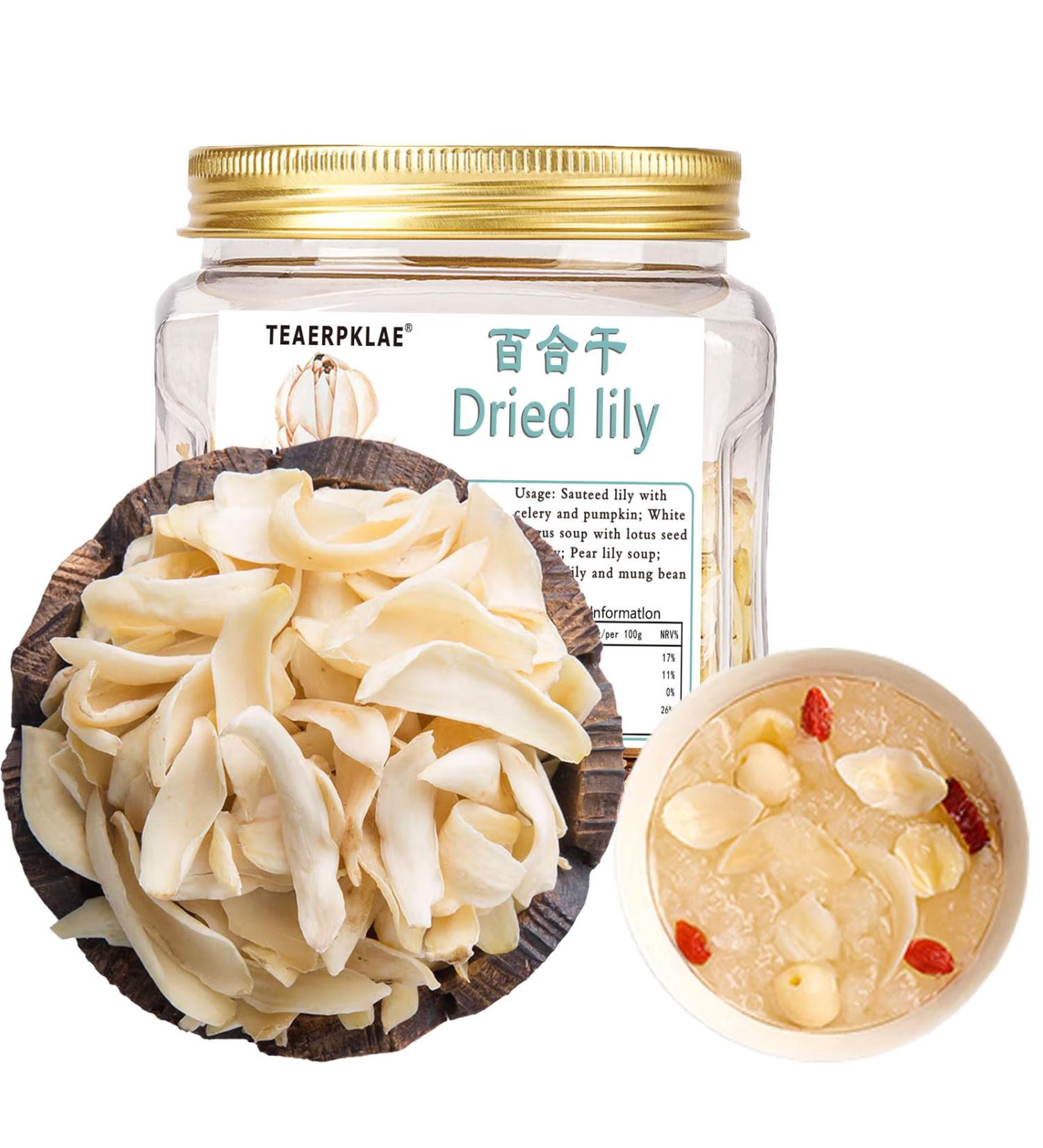 Dried Lily Bulb 100g dried lily bulb can be stewed with other kinds of dried foods like tremella longan lotus seed jujube medlar to create the healthy soup - Buy Online on SooperMarket.com