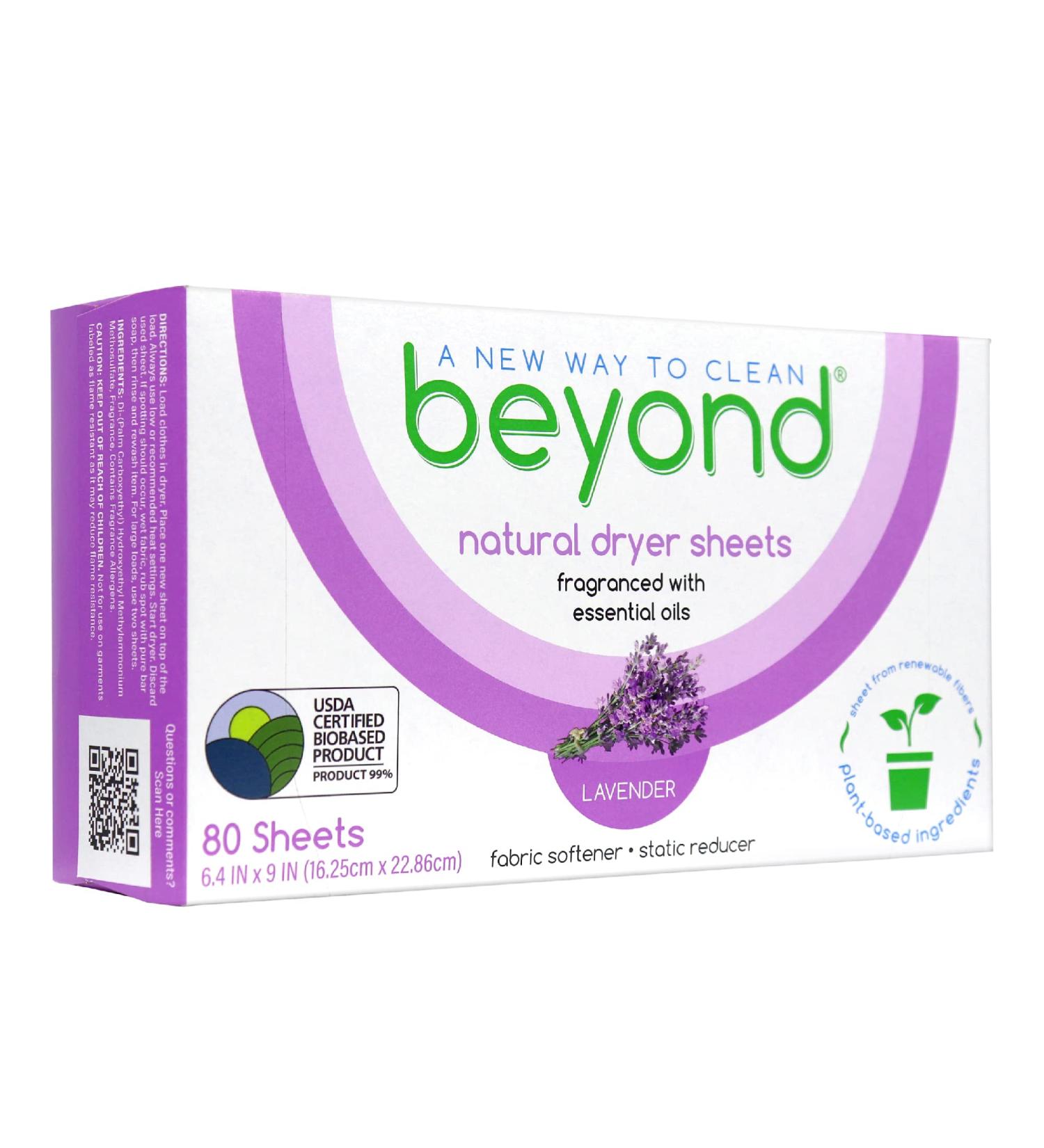 Beyond Natural Eco-Friendly Dryer Sheets - Recyclable Packaging - 80ct Box - Buy Online on SooperMarket.com