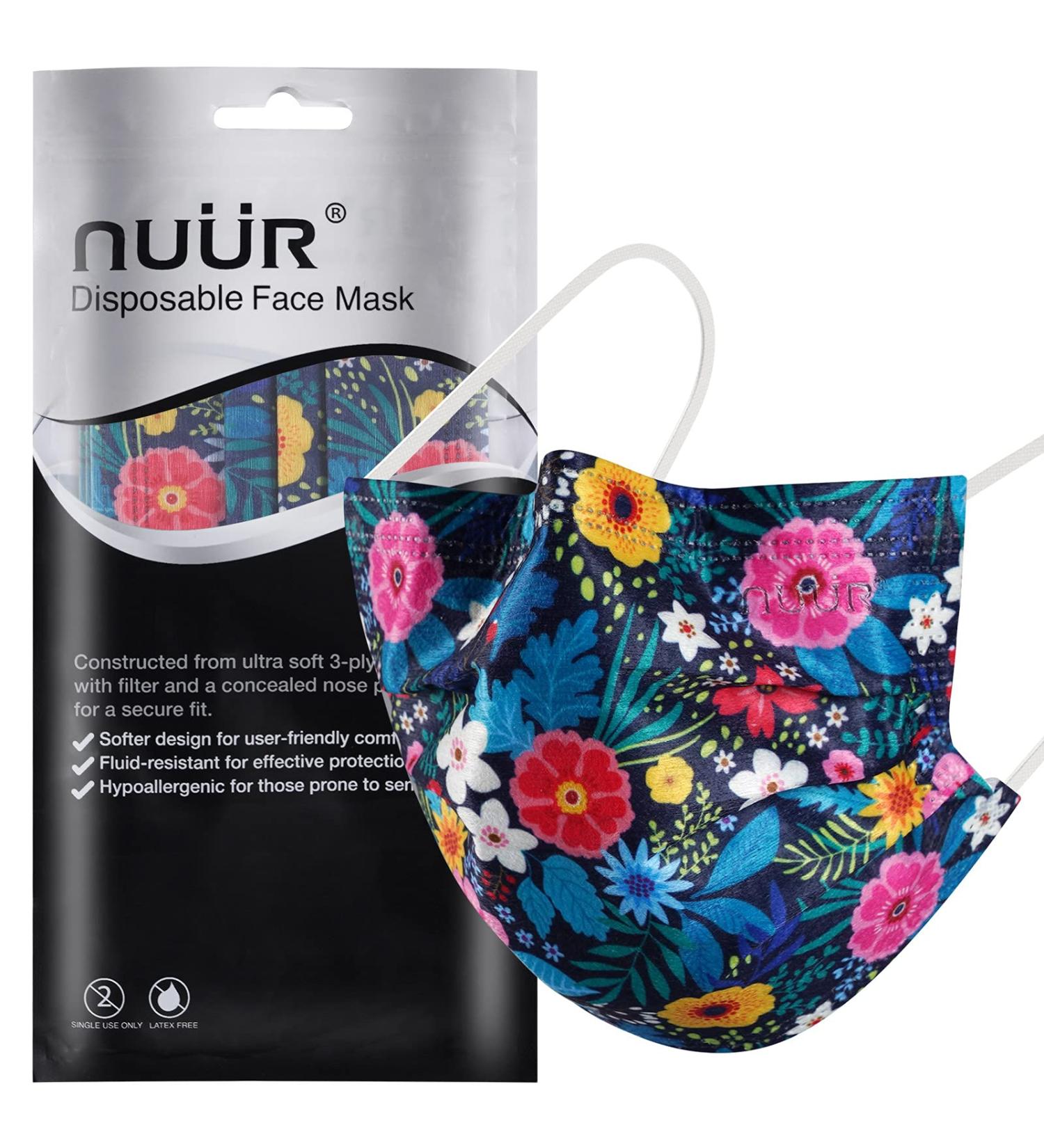 NU R 10pcs Floral Disposable Face Mask with Filter Layer and Elastic Earloop - FLORAL-021 - Buy Online on SooperMarket.com