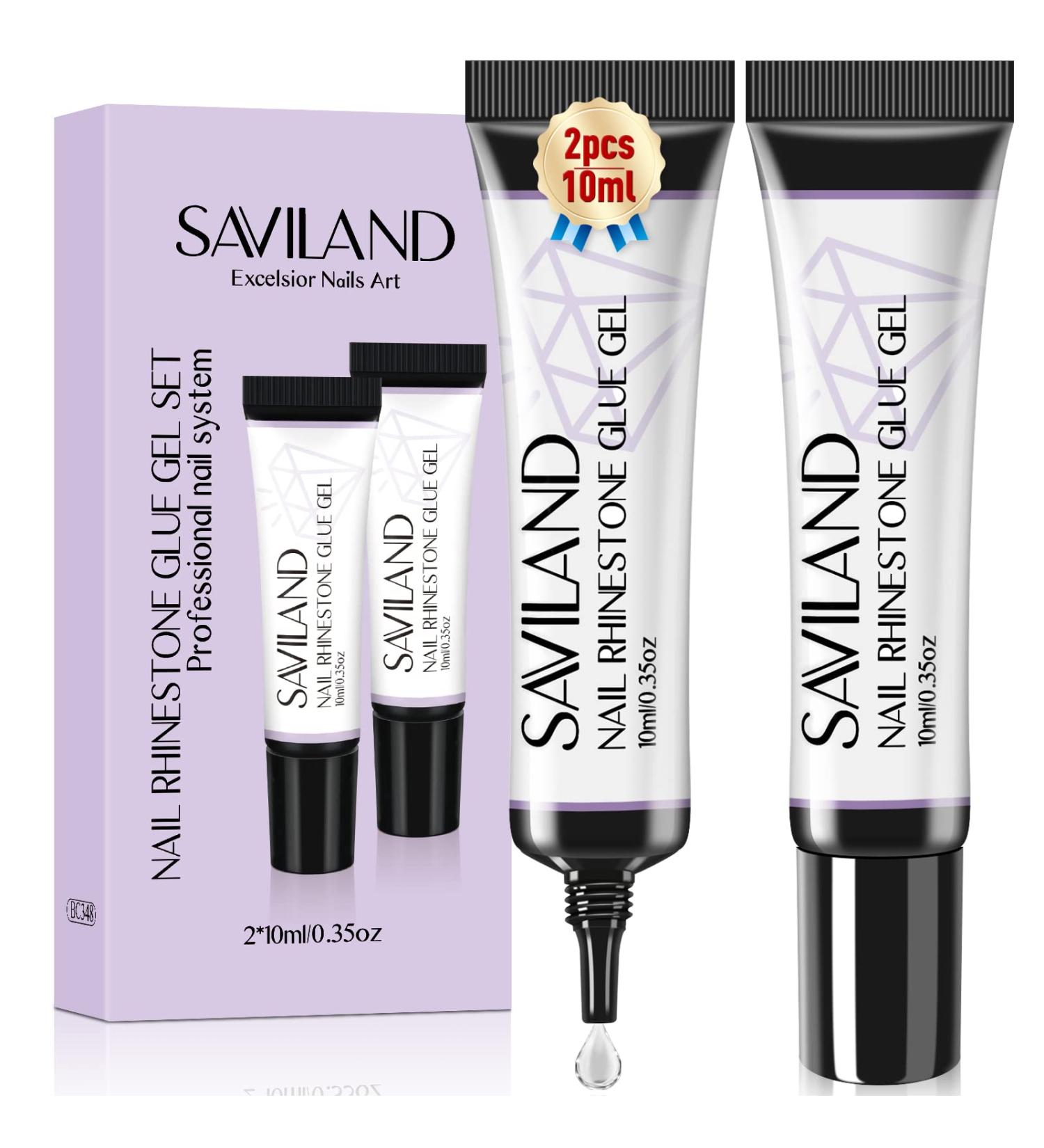 Saviland Nail Rhinestone Glue Gel Set - Strong 10ML Adhesive for Rhinestones, Charms, Acrylic, Press On & Fake Nails - Nail Lamp Required (2PCS) - Buy Online on SooperMarket.com