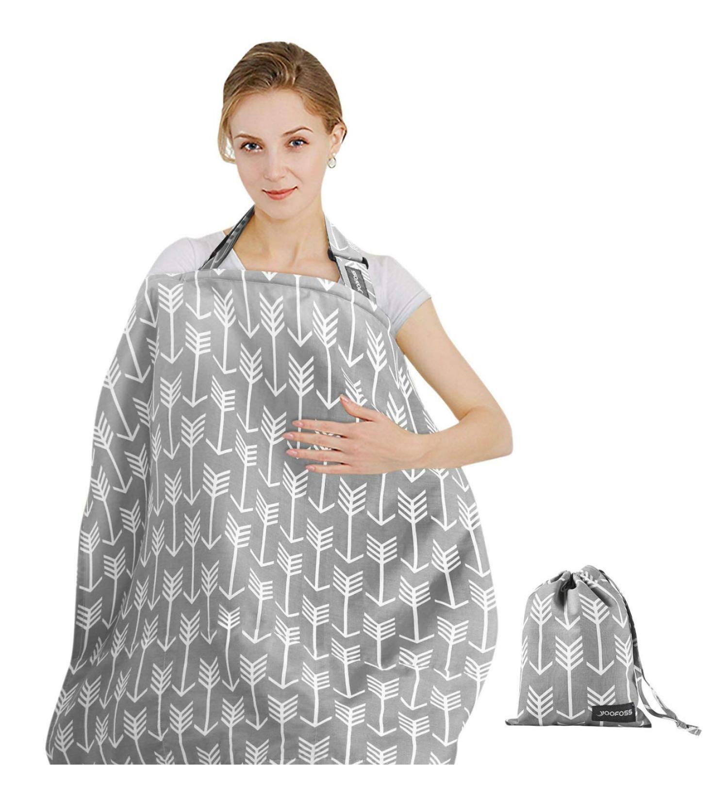 Yoofoss Silent Scarf & Cotton Shut-Up Apron - Multi-Purpose Breastfeeding Cover Privacy Screen & Nut Cover Cloth (100x65 cm Gray) - International Shipping Available - Buy Online on SooperMarket.com
