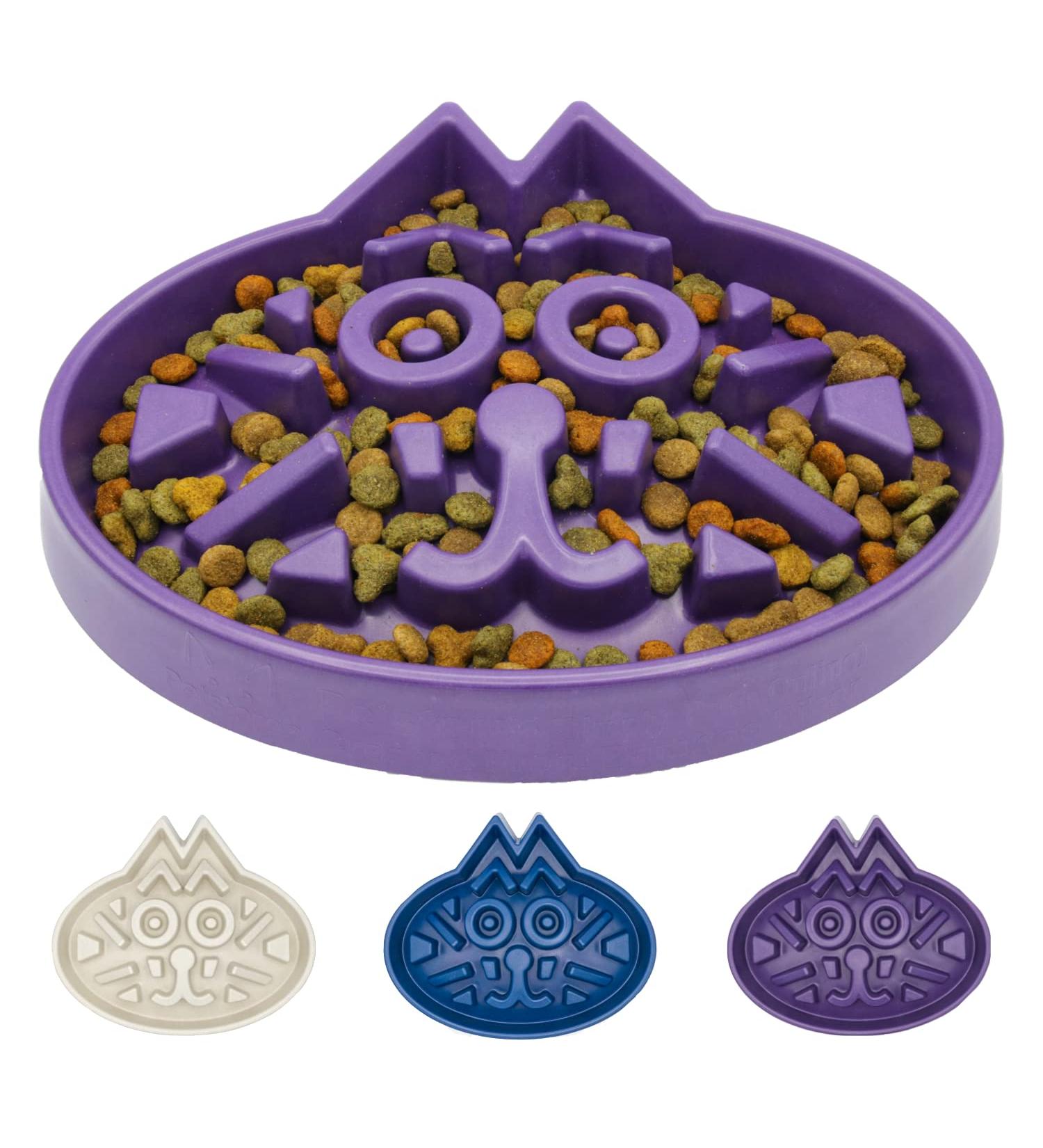 Veterinarian-Designed Large Purple Cat Puzzle Feeder Bowl for Enrichment and Activity - Buy Online on SooperMarket.com