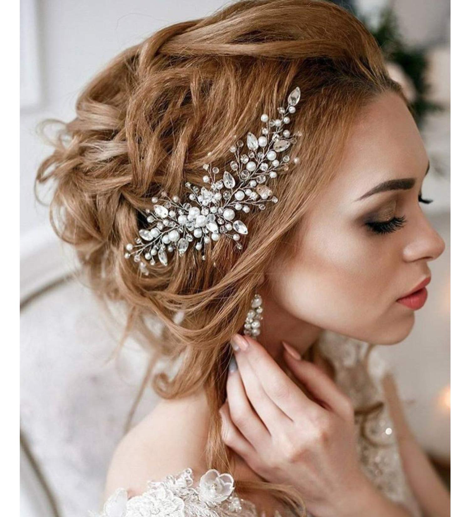 Deniferymakeup Pearl Bridal Hair Vine Wedding Hair Accessories Bridal Hair Comb Crystal Wedding Hair Comb Wedding Hair Vine Bridal Hair Accessory (Gold) - Buy Online on SooperMarket.com