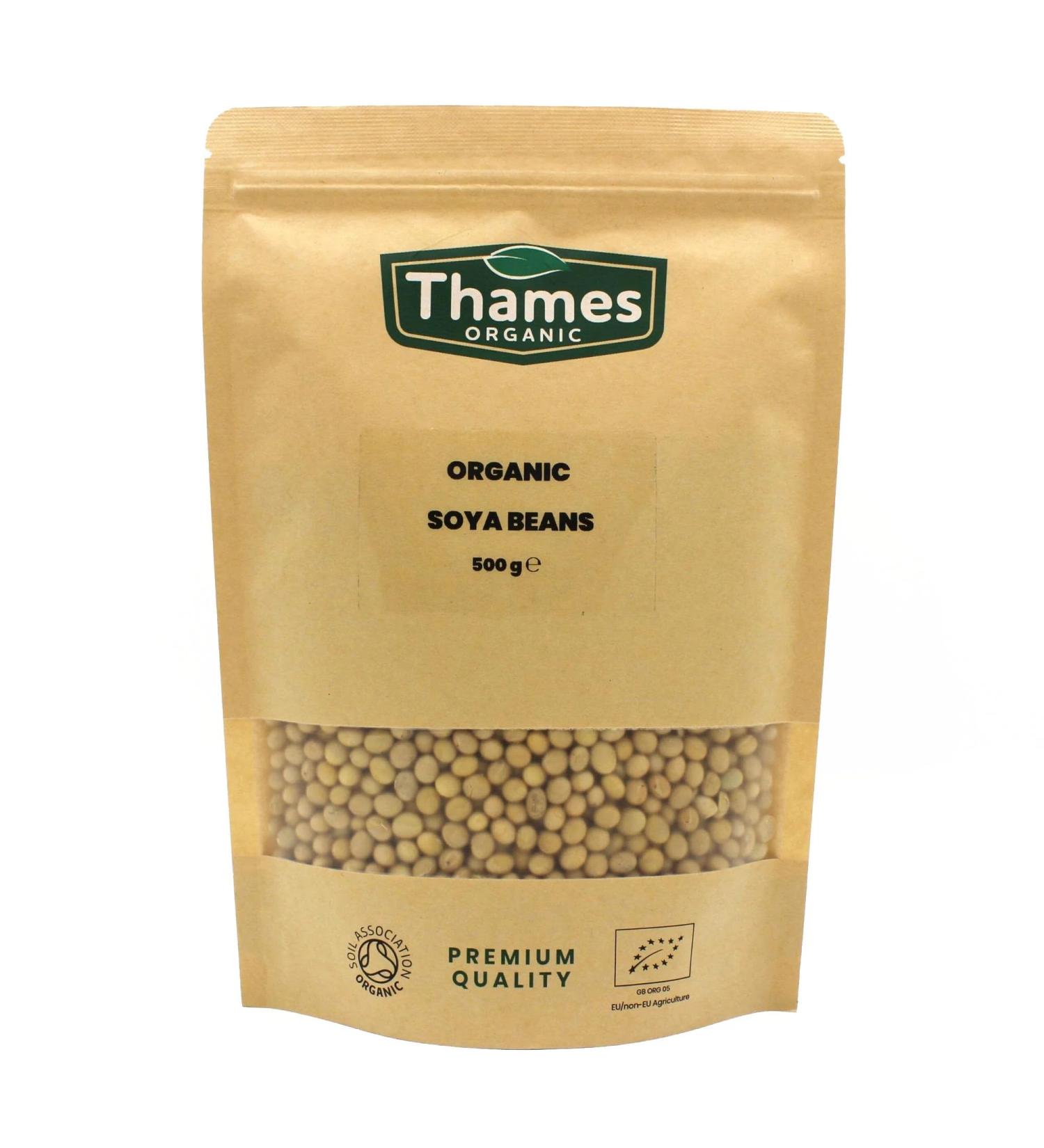 Organic Soya Beans No Additives No Preservatives Raw High Fibre High Protein Vegan GMO-Free - Perfect for Plant-Based Recipes - Thames Organic 500g 500 g (Pack of 1) - Buy Online on SooperMarket.com