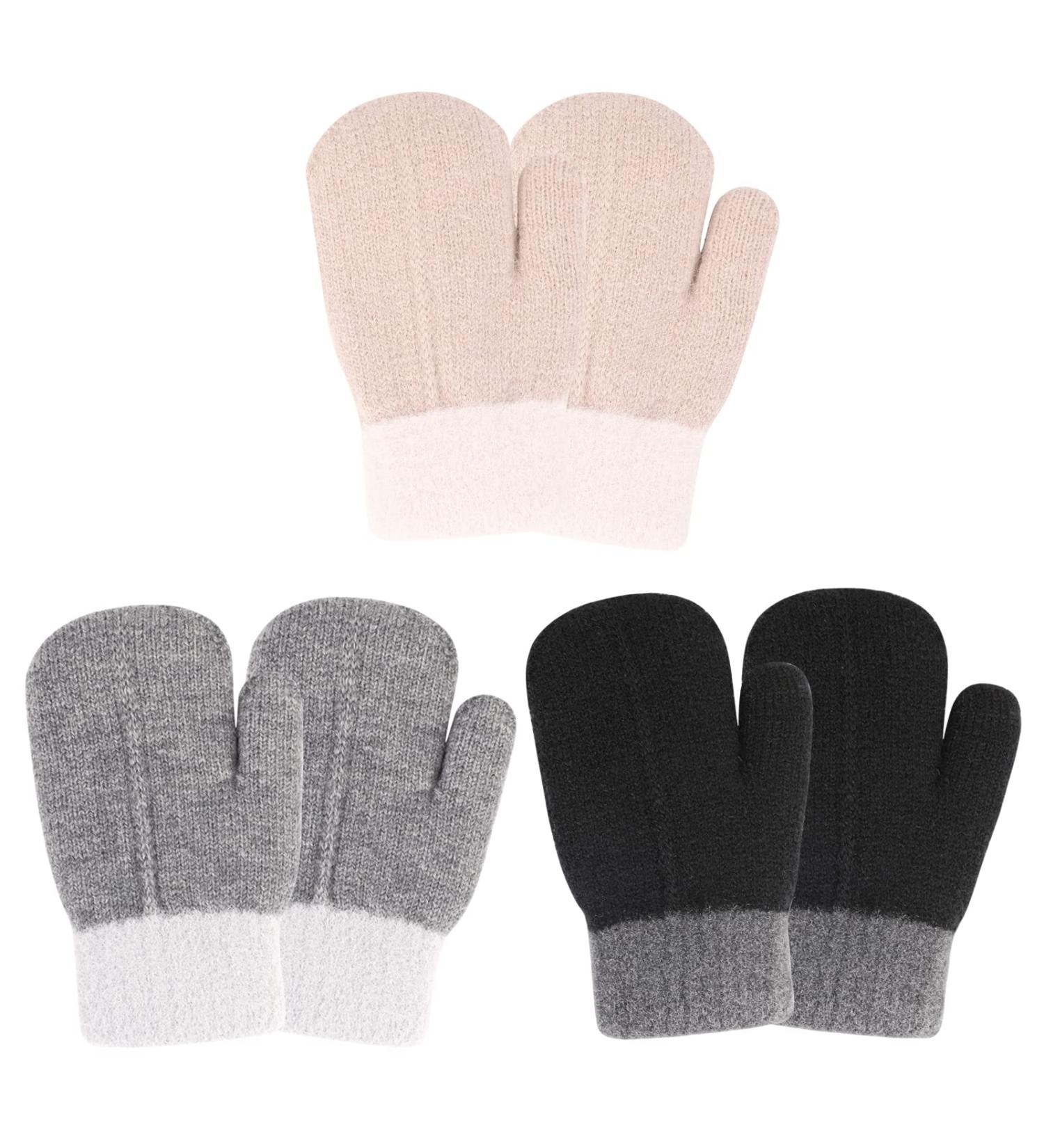 QKURT 3 Pairs Toddler Mittens - Lined Fleece Thermal Kids Gloves for 3-5 Years Old Boys and Girls - Buy Online on SooperMarket.com