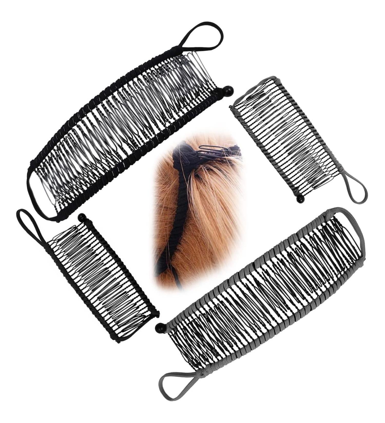 Vintage Bananen Crest Clips | Stretchable Dual Ridge Hair Clips - 4-Pack by Taizer | International Shipping - Buy Online on SooperMarket.com