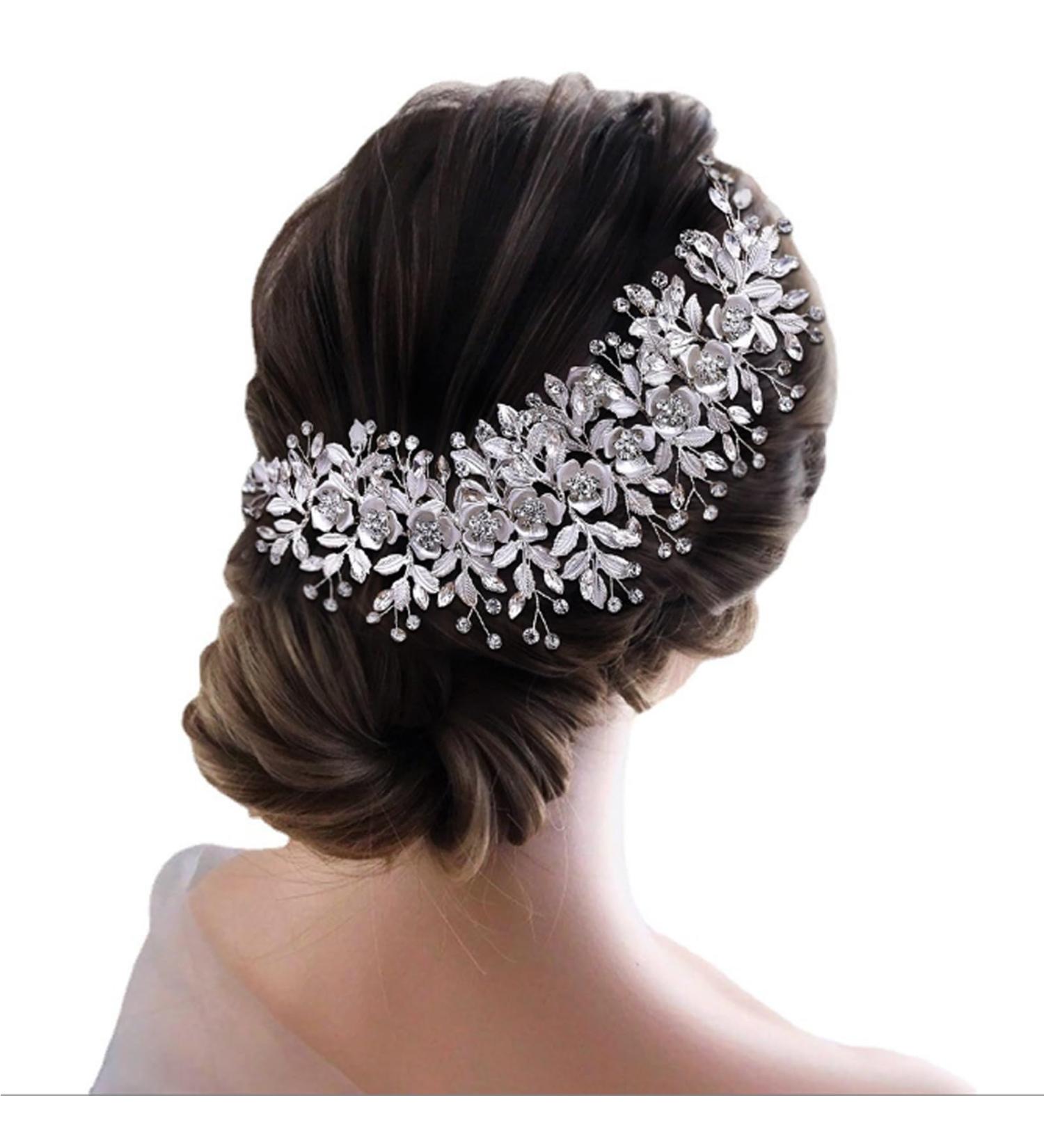 AMORARSI Bridal Headpiece: Silver Rhinestone Wedding Headband for Brides - Buy Online on SooperMarket.com
