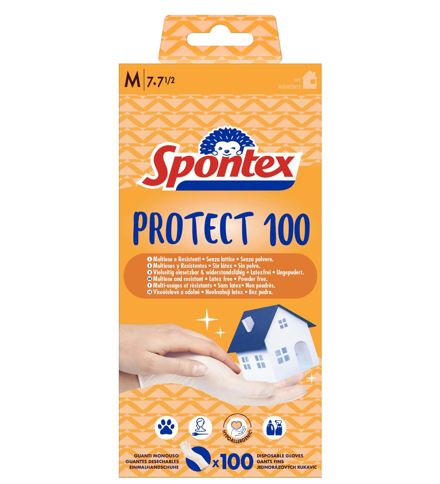 Buy Spontex Protect Tinge Vinyl Gloves - Unpowdered & Latex-Free Size M 100 Pack | Versatile & Practical for All Use International Shipping Available - Buy Online on SooperMarket.com
