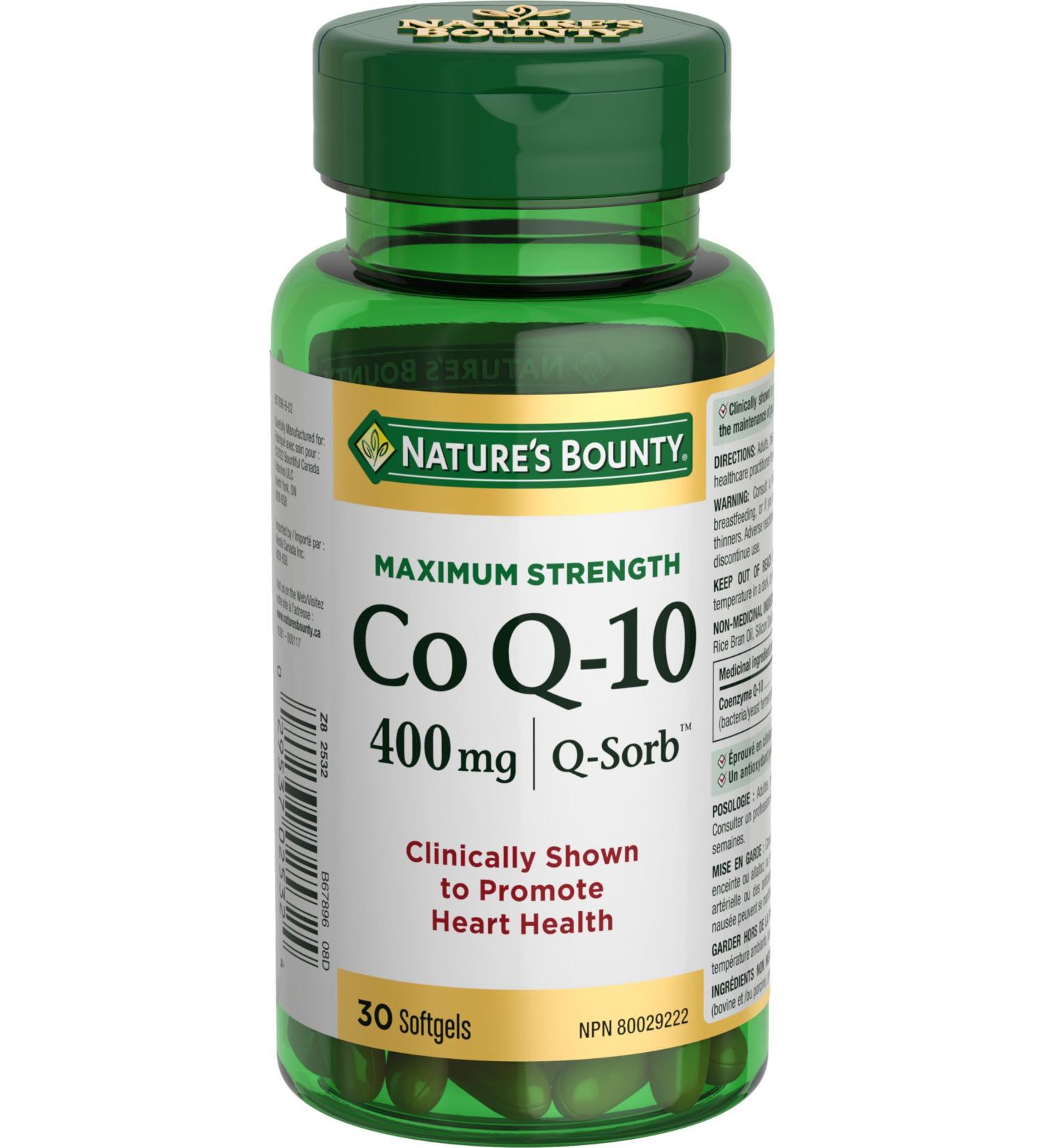 Nature's Bounty Co Q10 400mg Pills Supplement Promotes Heart Health 30 Softgels - Buy Online on SooperMarket.com