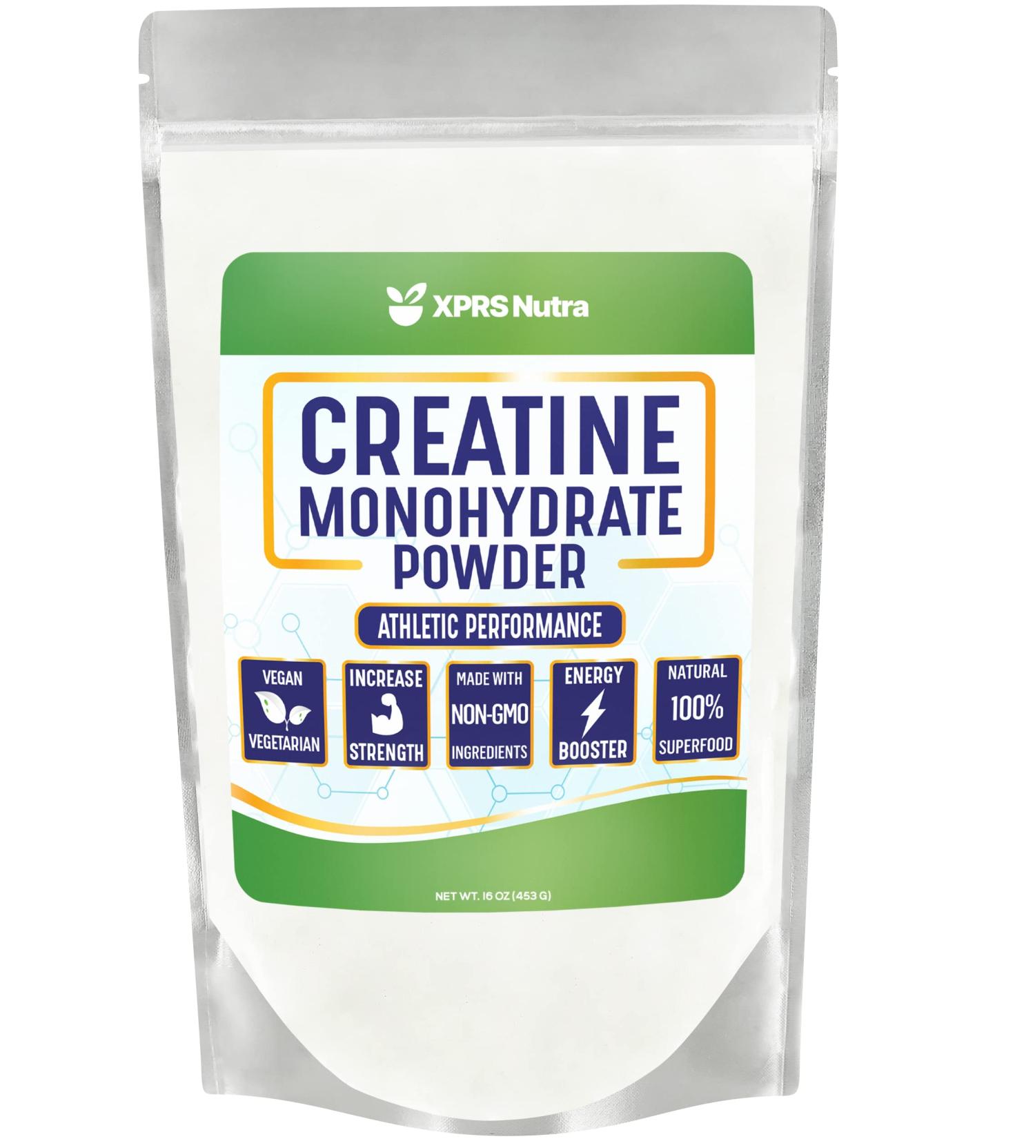 XPRS Nutra Vegan Creatine Monohydrate Powder - 453g Premium Bulk Creatine for Muscle Growth - Vegan Instantized Formula for Men and Women - 16oz - Buy Online on SooperMarket.com