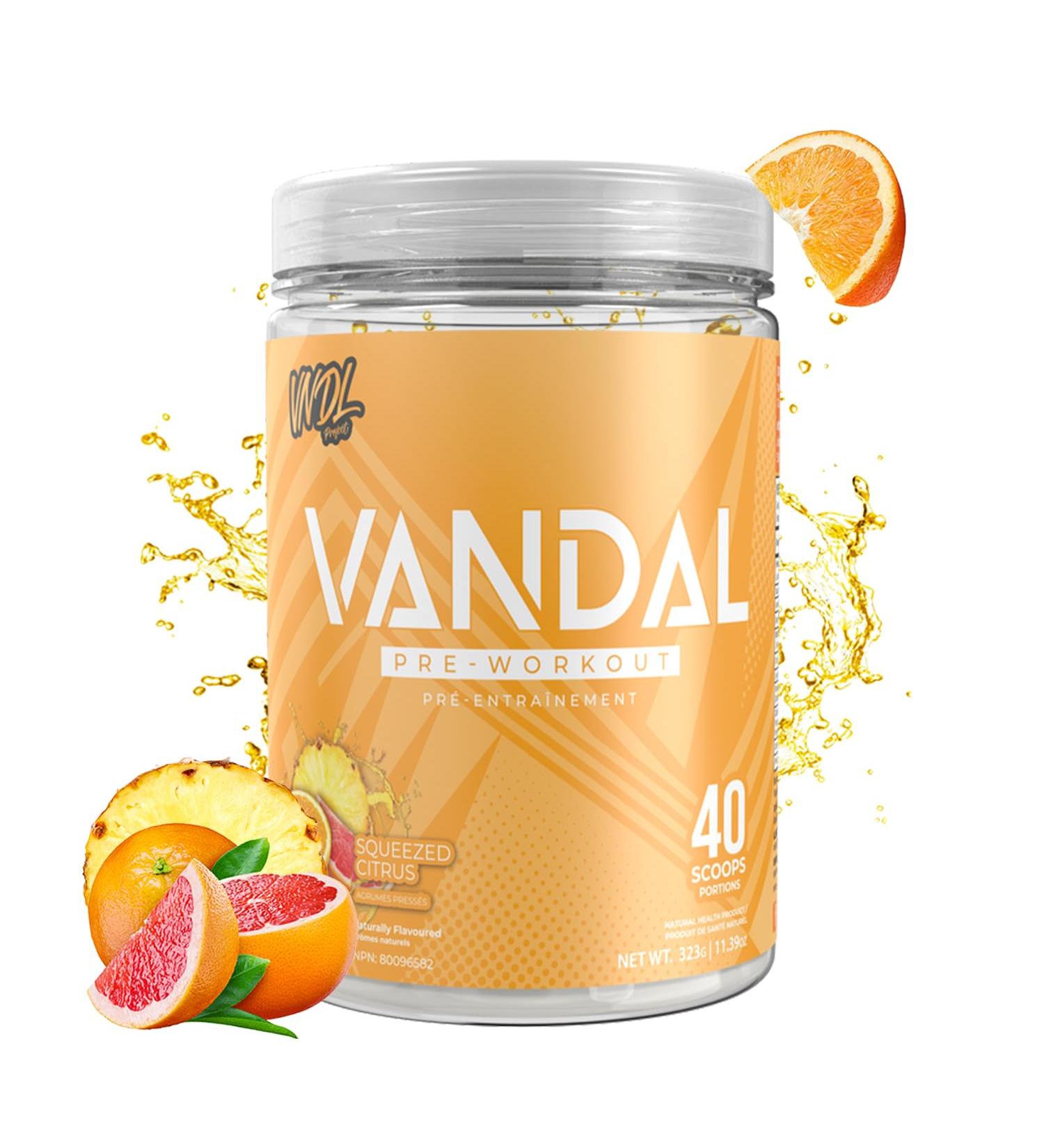 Vandal | Pre Workout Powder - Safe Nootropic Pre Workout Supplement for Men & Women | Boosts Energy Focus Performance & Recovery | Nitric Oxide Booster for Blood Flow | 40 Servings (Squeezed Citrus) - Buy Online on SooperMarket.com