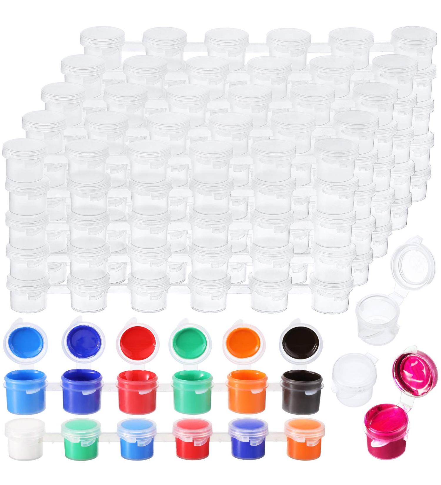 100 Empty Paint Strips with Clear Plastic Pots - 3 ml/ 0.1 oz Mini Storage Containers for Art Supplies, Classrooms, Schools, Paintings, and Festivals - Buy Online on SooperMarket.com