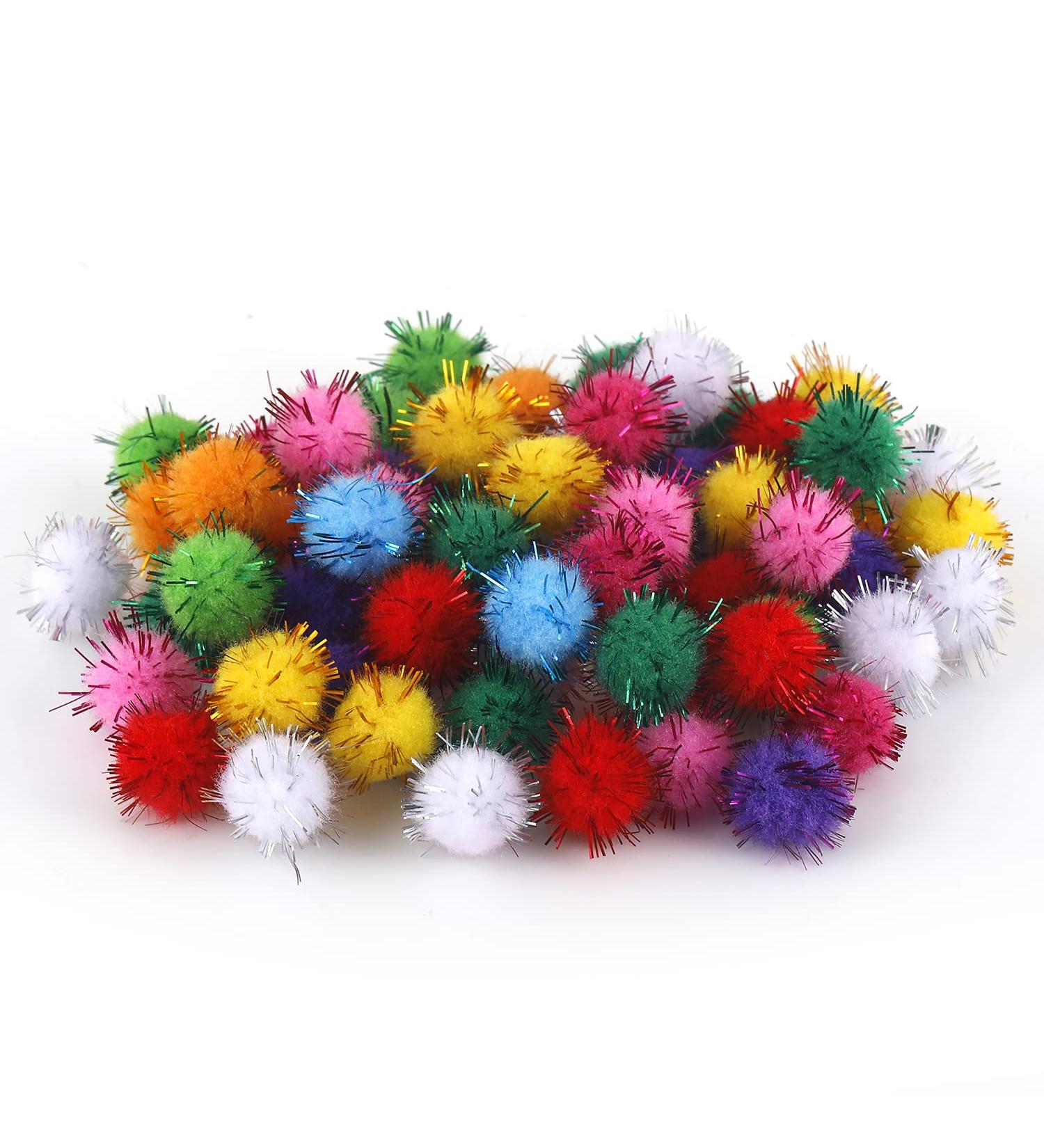 Colored Glitter Pompom Balls - 270pcs DIY Craft Supplies for Christmas Decor - Buy Online on SooperMarket.com