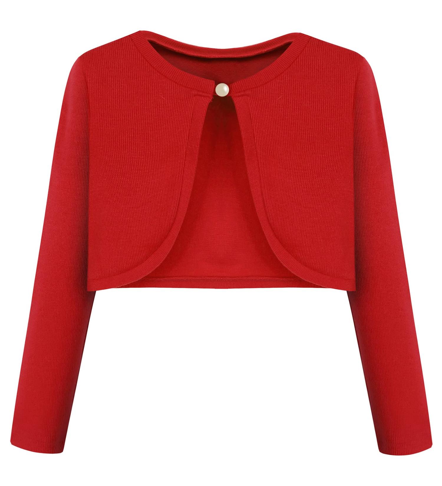 BONNY BILLY Girls Knitted Cotton Bolero Shrug - Red, 8-9 Years | Kids Cardigan - Buy Online on SooperMarket.com