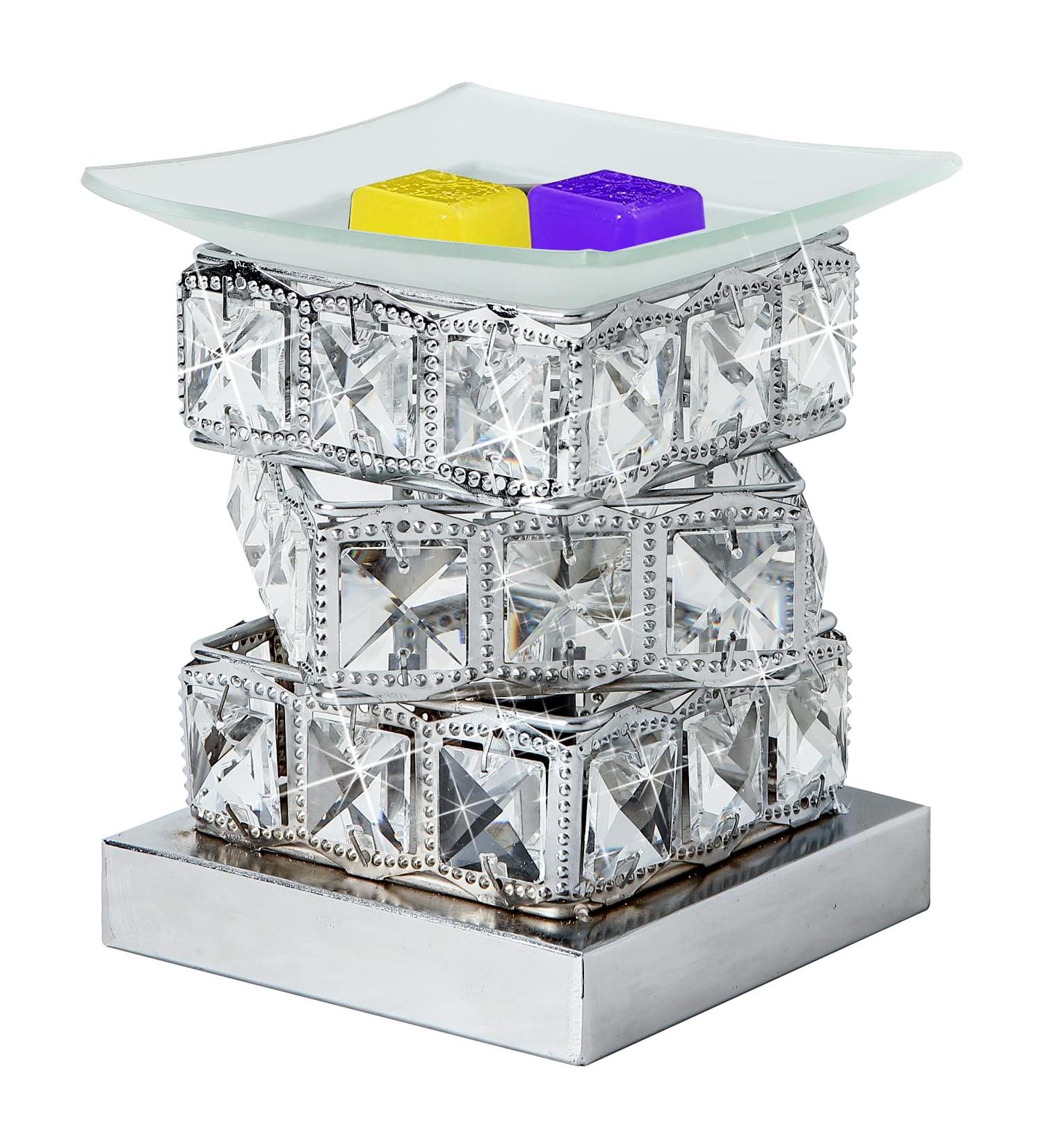 MeplLivs Crystal Wax Melt Warmer Electric Burner Silver - Essential Oil & Fragrance Night Light for Home, Office, SPA Bedroom - Perfect Gift & Decor - Buy Online on SooperMarket.com
