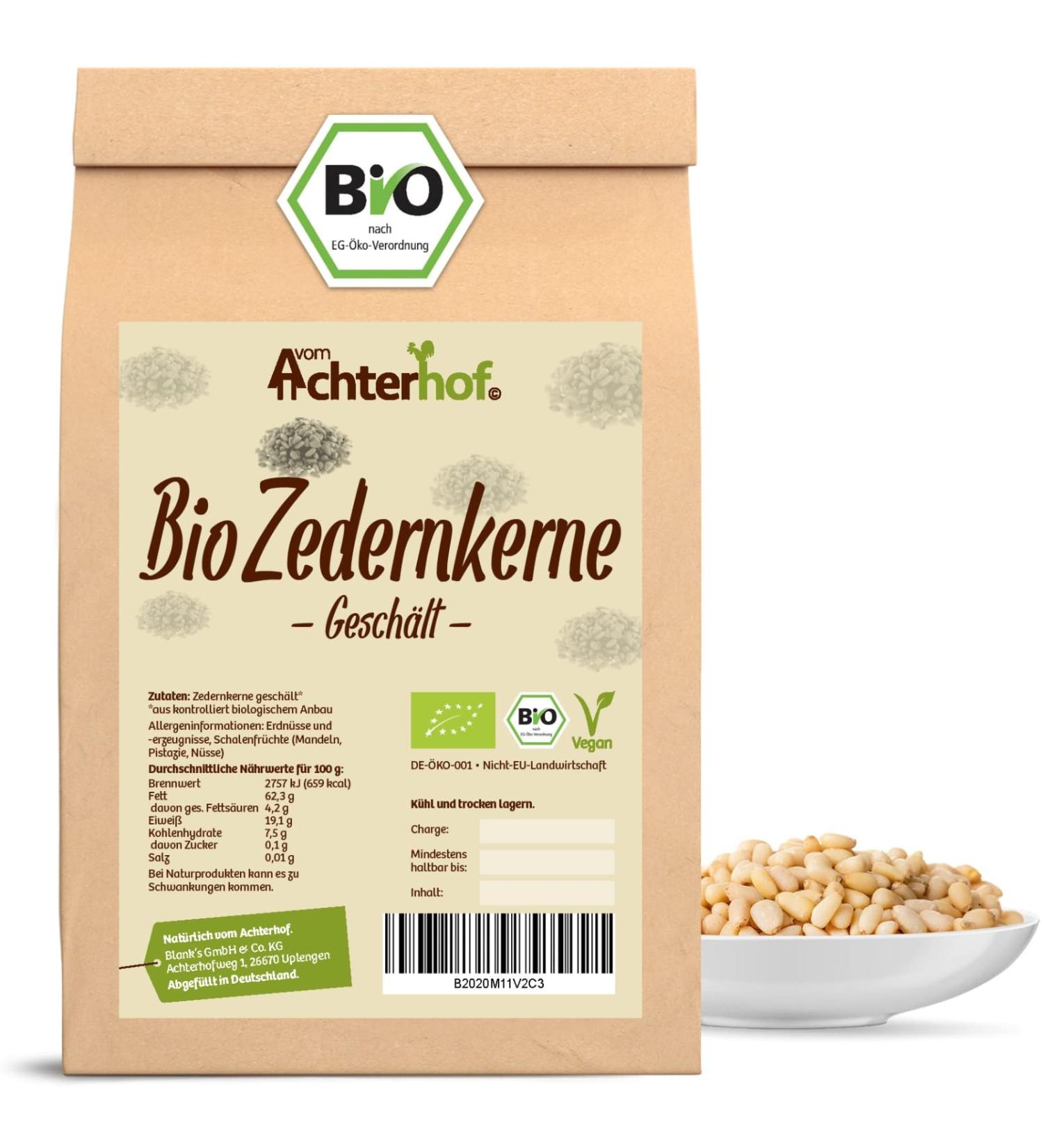 Cedar Nuts Organic 250g - Pounded Nutty Taste | Perfect for Snacks Smoothies & Pestos | Achterhof Quality - Buy Online on SooperMarket.com