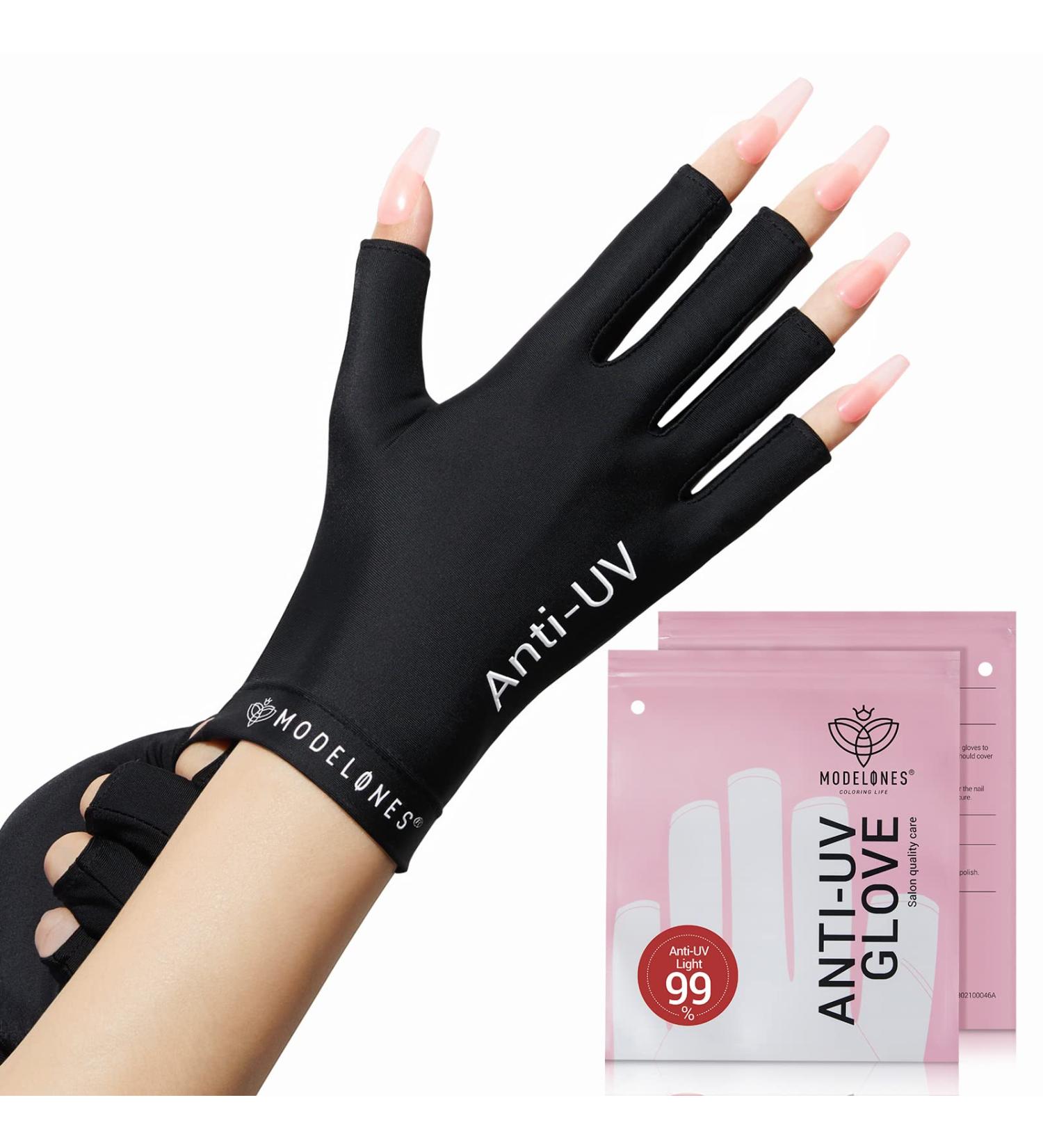Modelones UV Gloves - Professional UPF99+ Fingerless UV Protection Gloves for Gel Manicures | Anti UV Gloves for Gel Nail Lamp - Protect Your Skin - Buy Online on SooperMarket.com