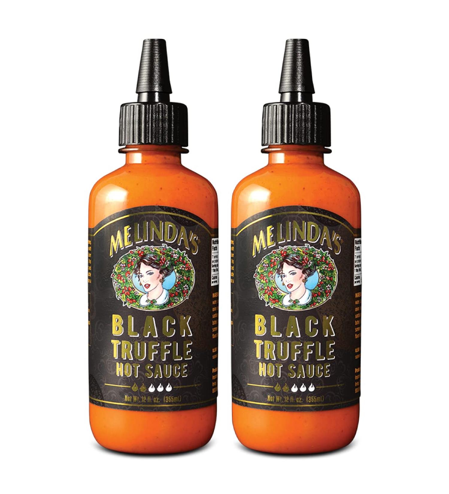 Melindas Black Truffle Hot Sauce - Gourmet Truffle Hot Sauce with Italian Black Truffles, Cayenne Peppers, Garlic, Colombian Honey - Keto Friendly, No Sugar, No Carbs - 12 oz, Pack of 2 - Buy Online on SooperMarket.com