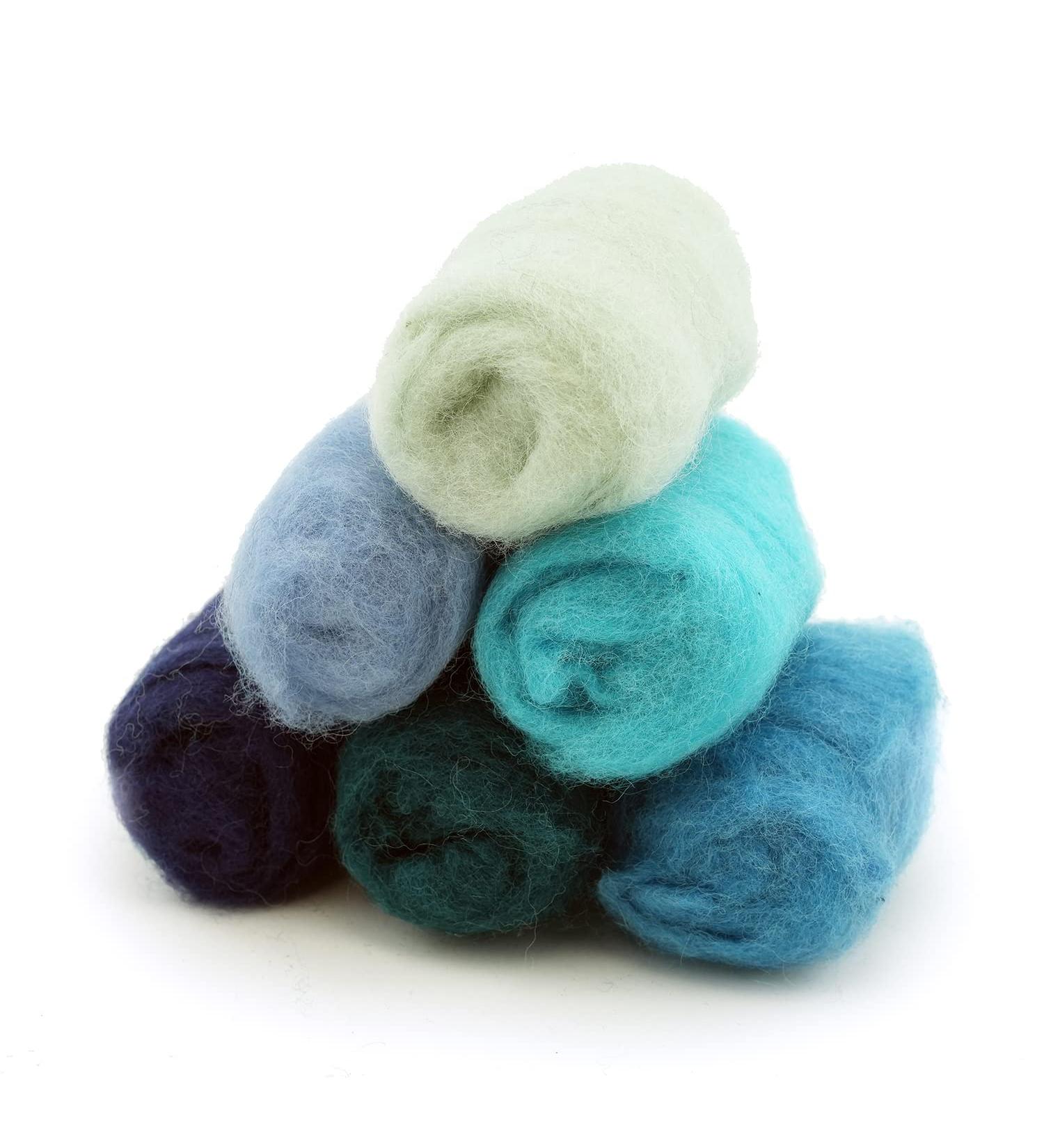 Woolbuddy Needle Felting Wool Roving Bag 60g  Beautiful Roving Wool  Handmade Sheepwool  Zero Waste Kit  for Needle Felting Beginner and Adult  Wet Felting  Felting Supplies and Felting Soap (Blue)